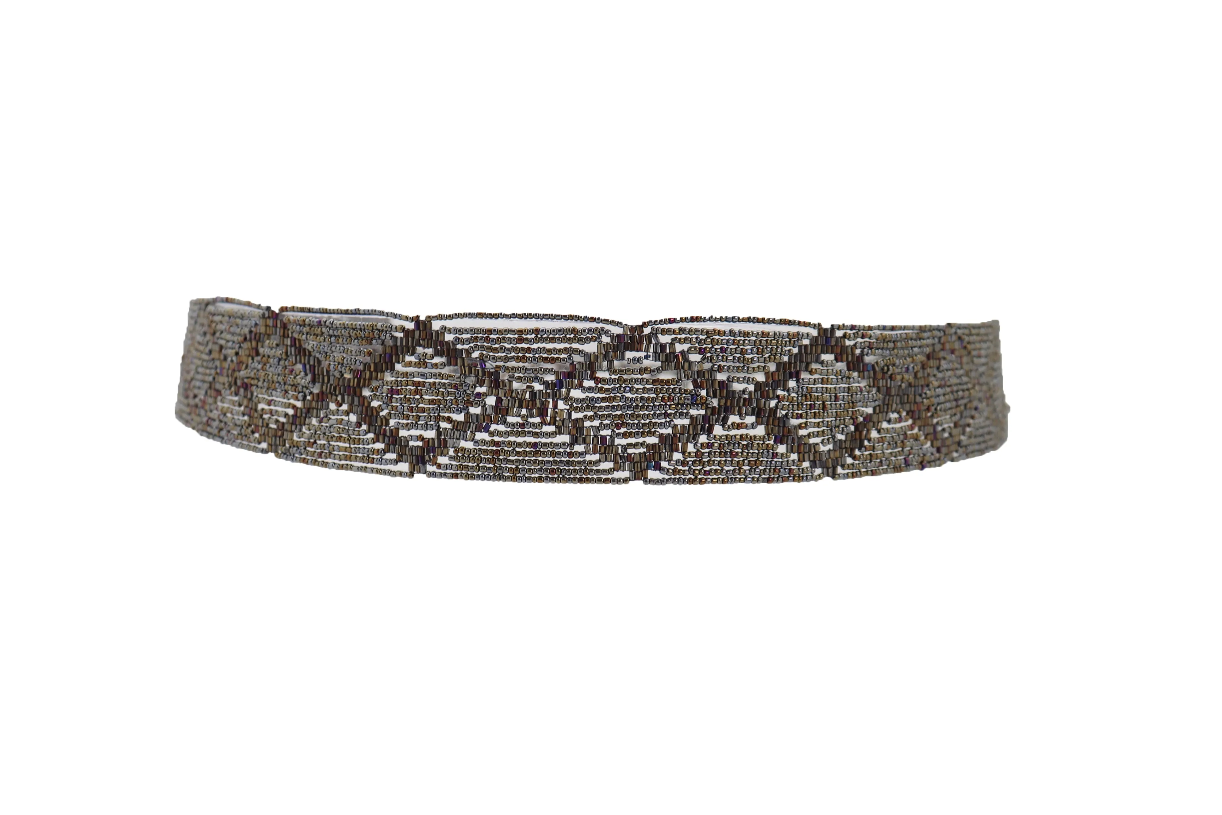 High Waist Hip Bronze Green Beads Wrap Around Tie Fashion Belt Size M L