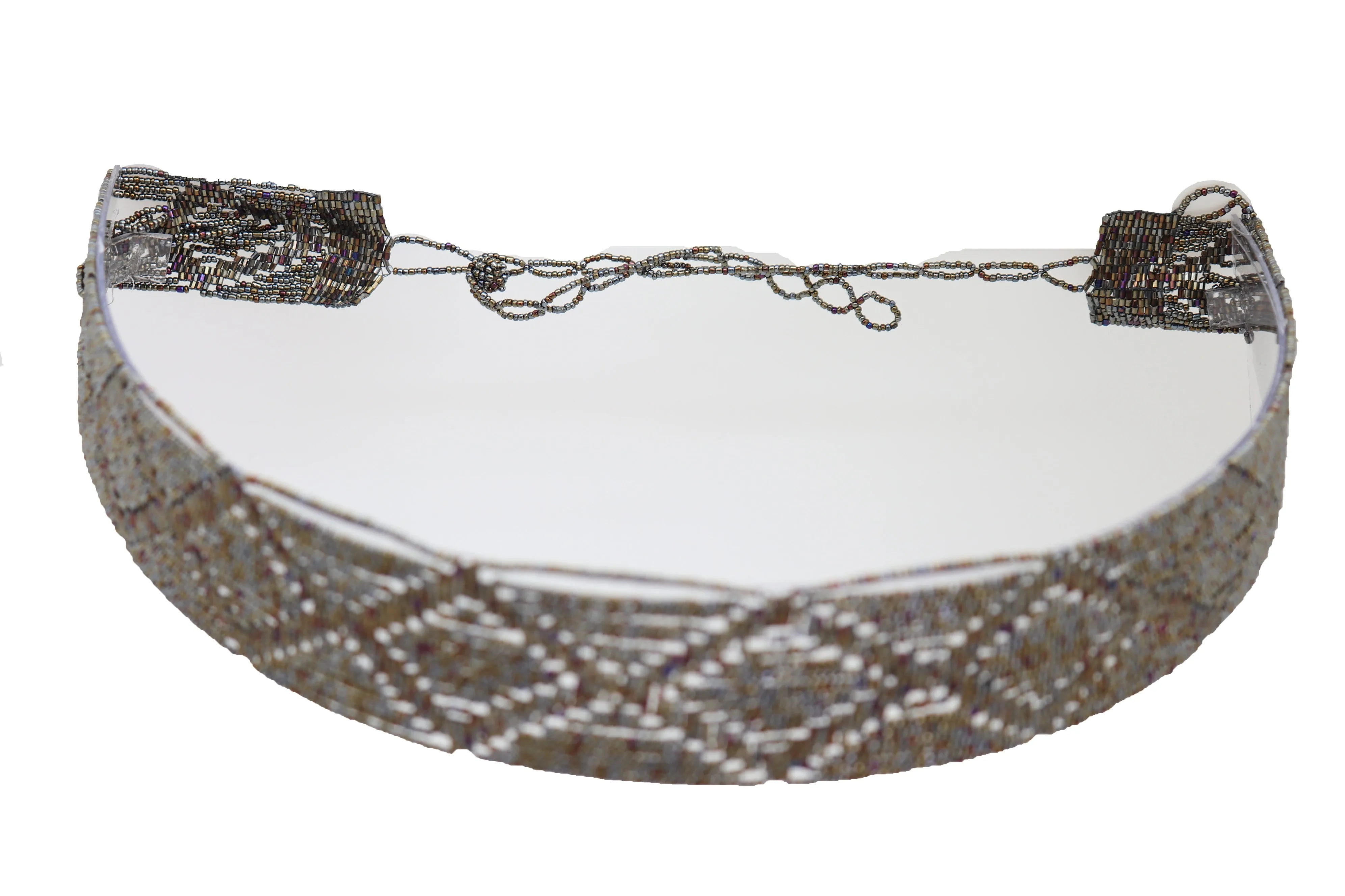 High Waist Hip Bronze Green Beads Wrap Around Tie Fashion Belt Size M L