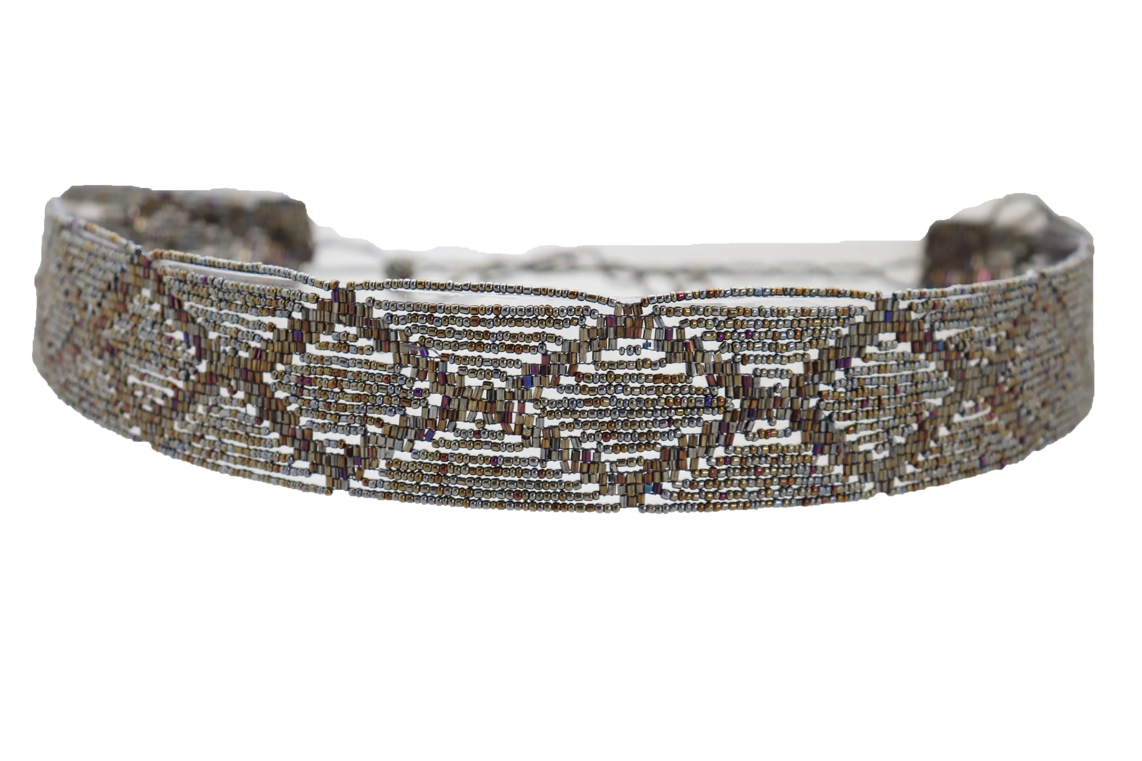 High Waist Hip Bronze Green Beads Wrap Around Tie Fashion Belt Size M L