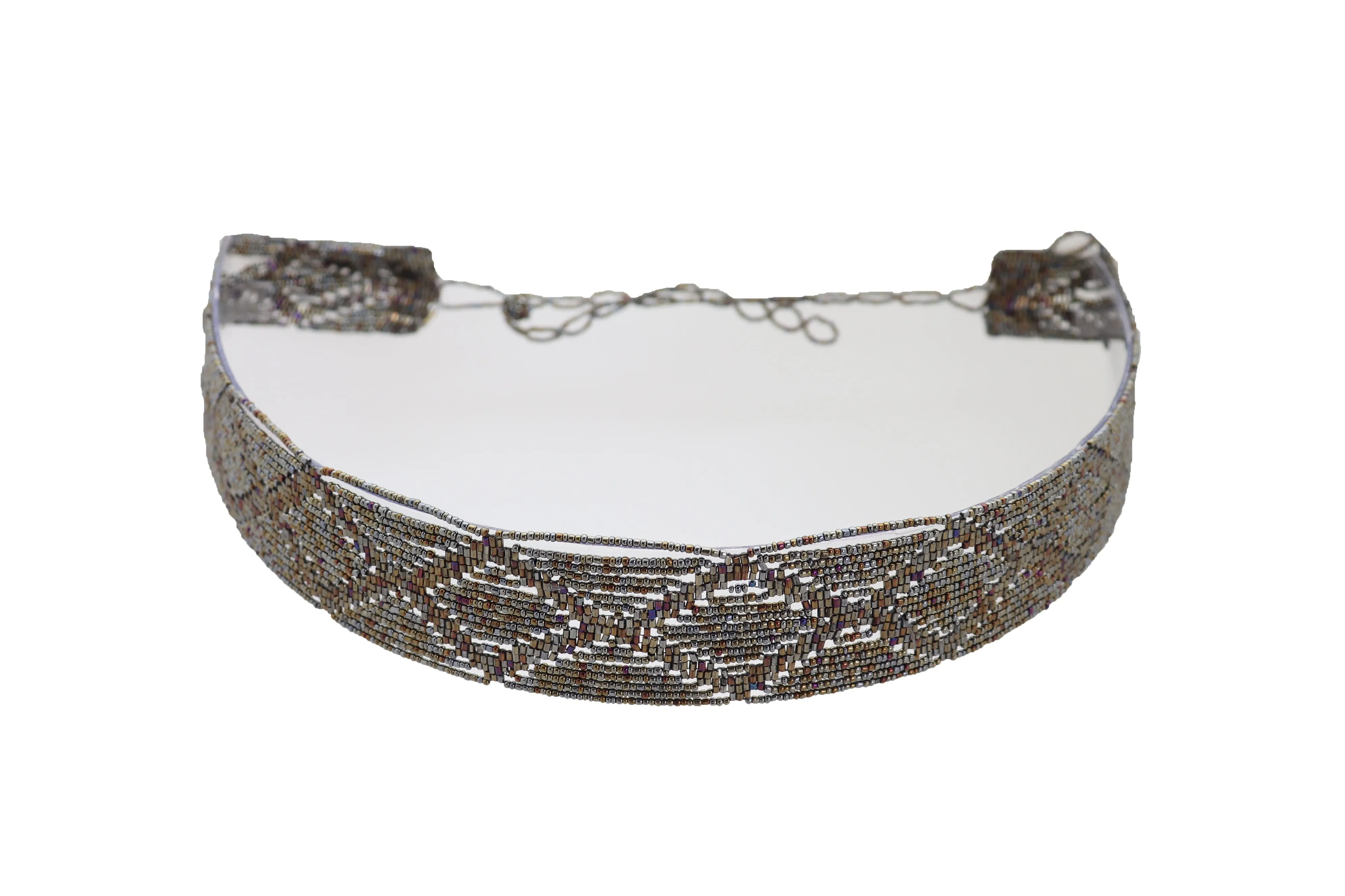 High Waist Hip Bronze Green Beads Wrap Around Tie Fashion Belt Size M L