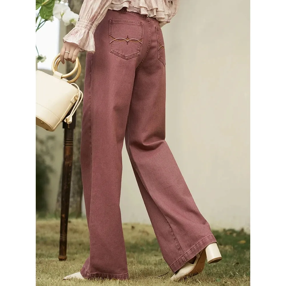 High Waist Wide-Leg Cotton Jeans for Women