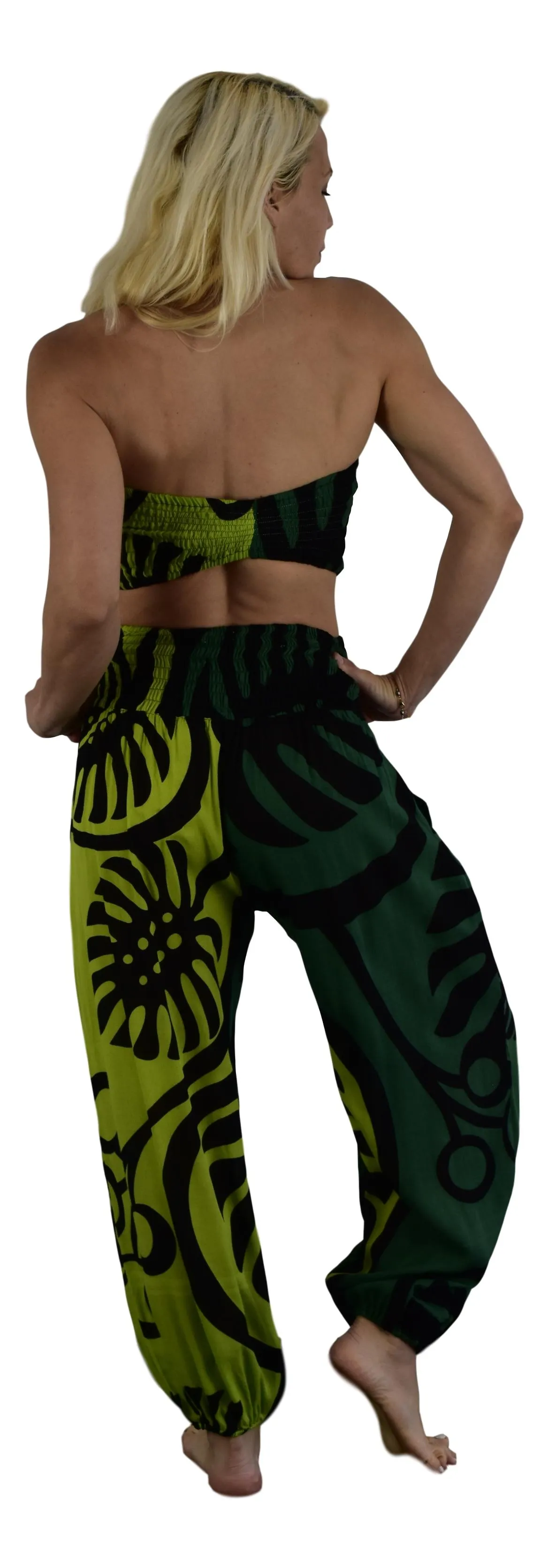 Holoholo - Pant with Bandeau Top  - Monstera - Green
