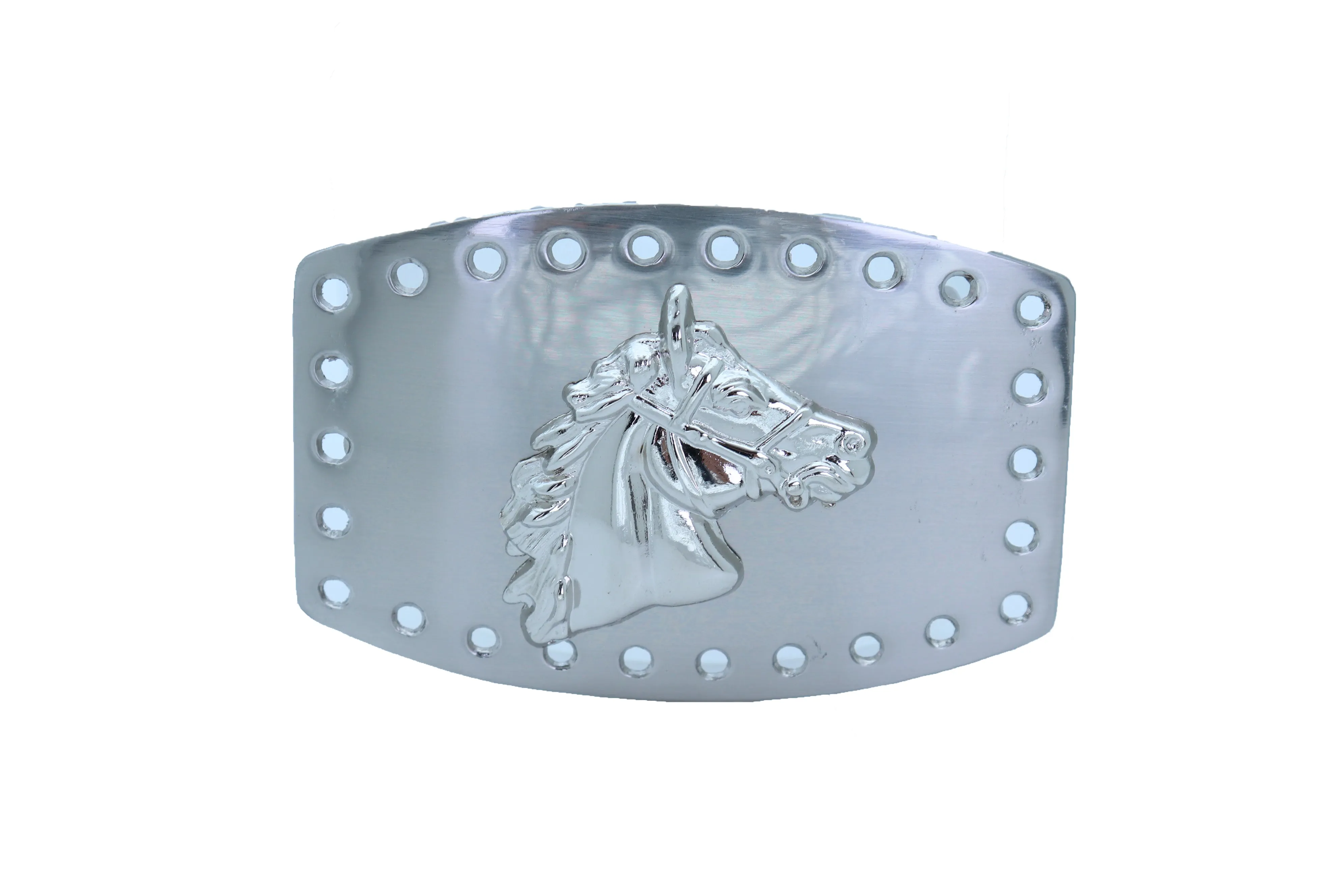 Horse Profile Silver Metal Rectangular Belt Buckle