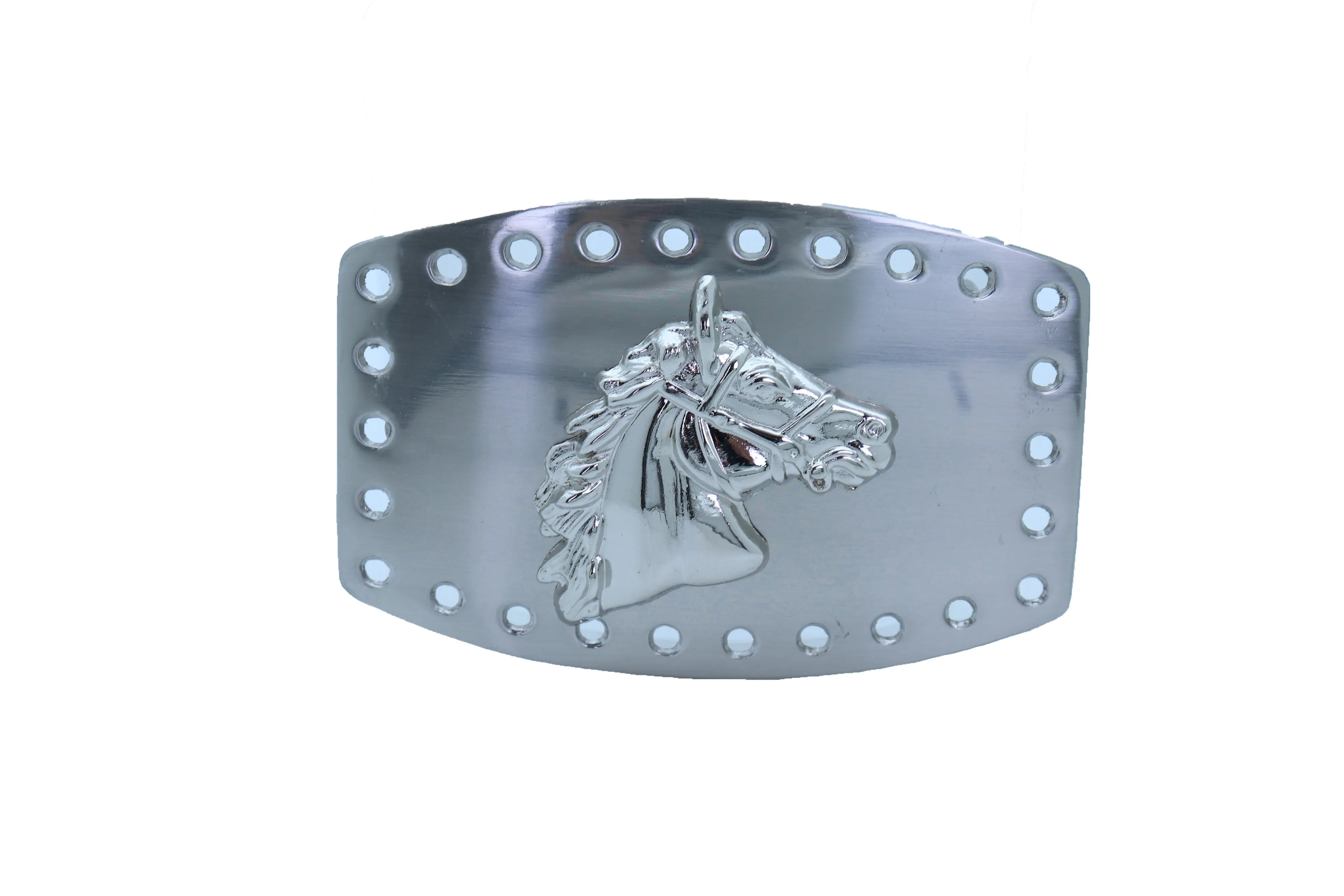 Horse Profile Silver Metal Rectangular Belt Buckle