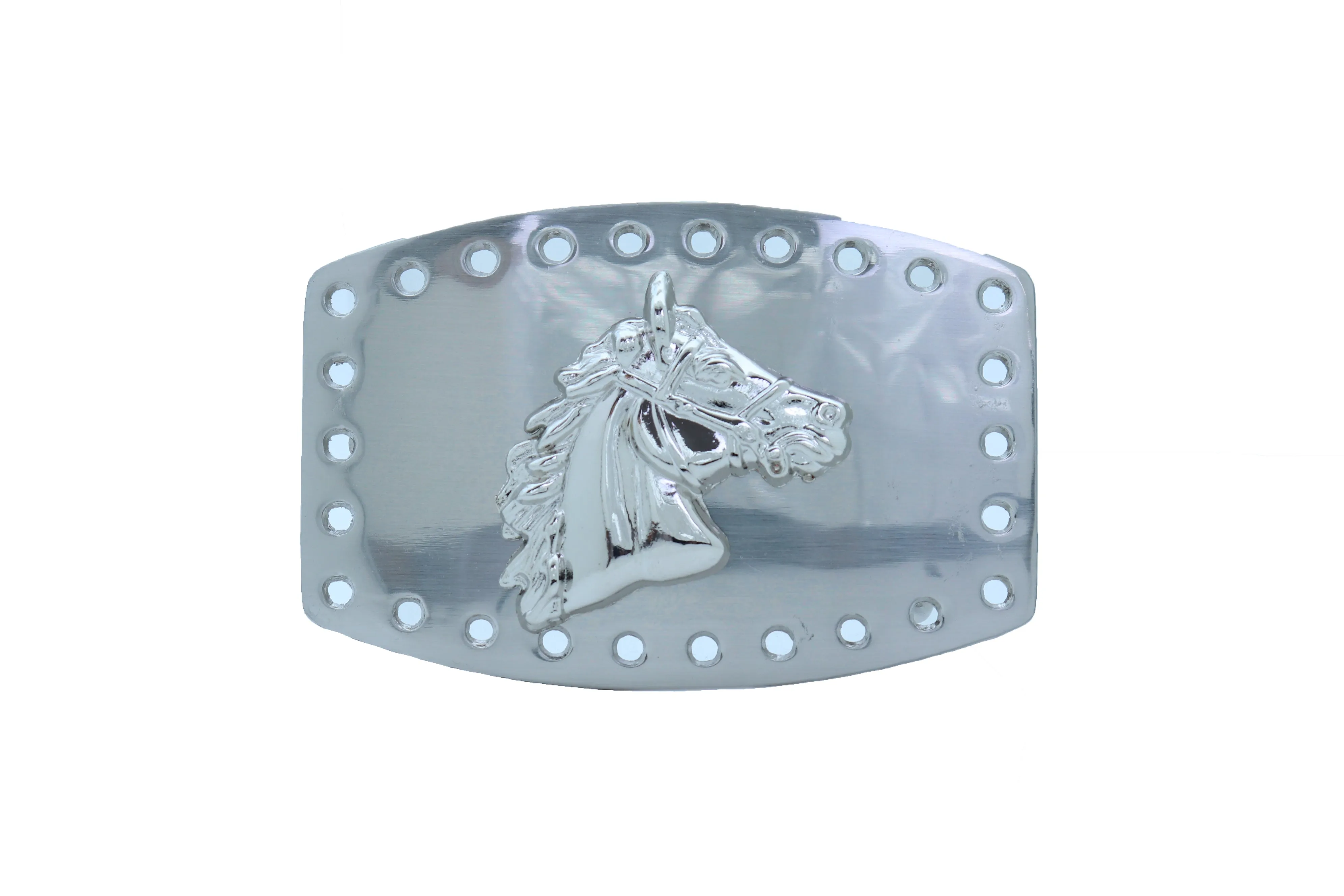 Horse Profile Silver Metal Rectangular Belt Buckle
