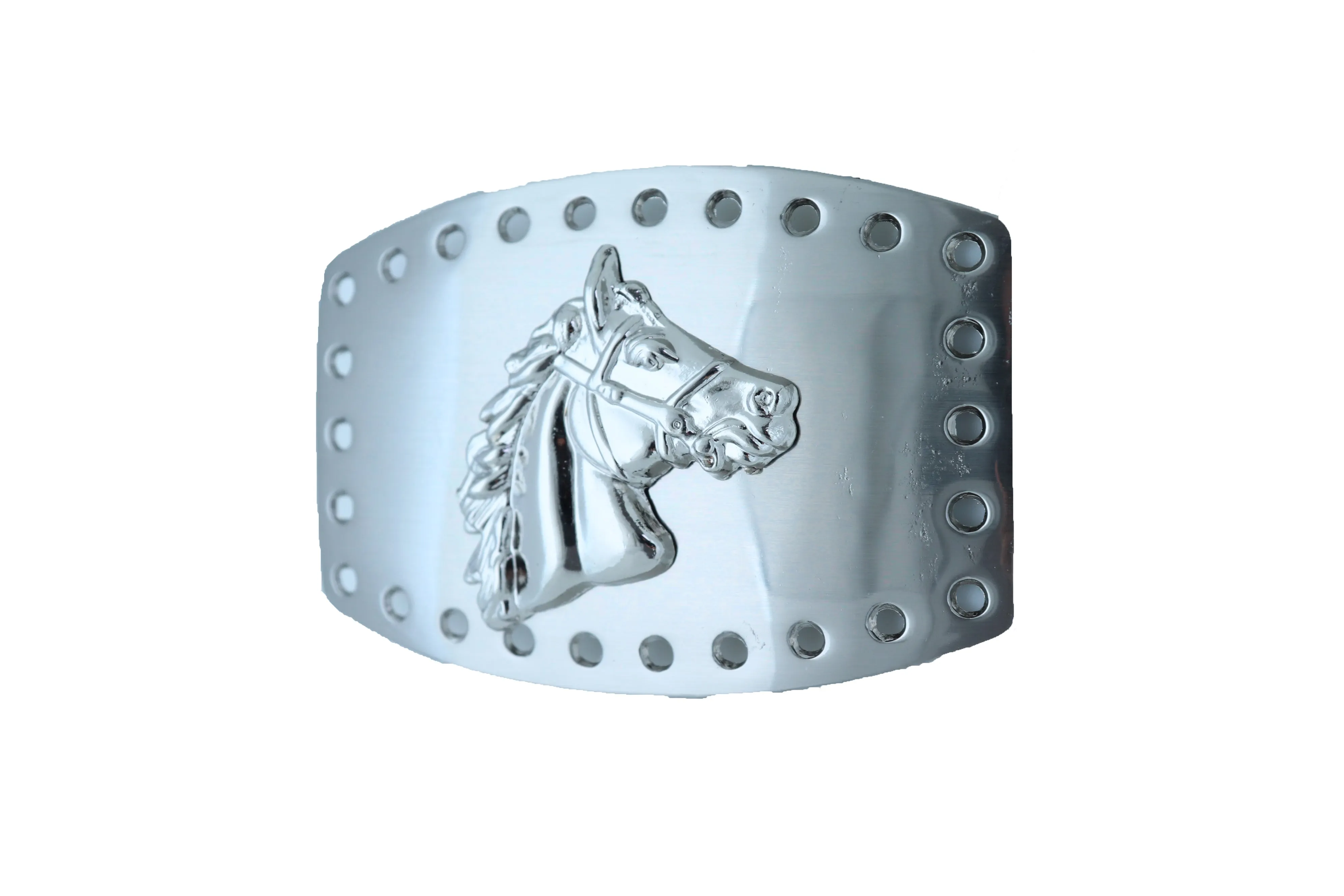 Horse Profile Silver Metal Rectangular Belt Buckle