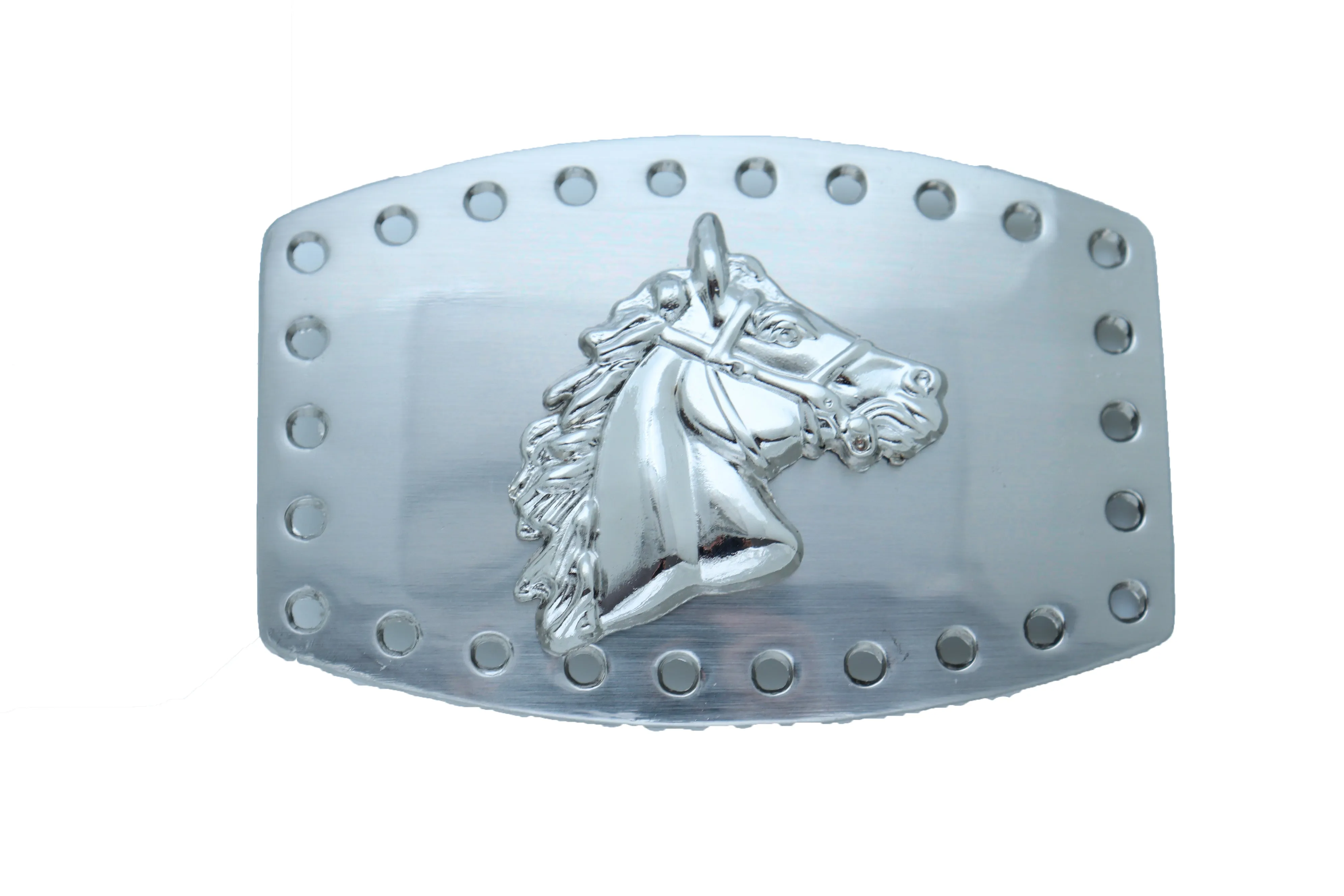 Horse Profile Silver Metal Rectangular Belt Buckle