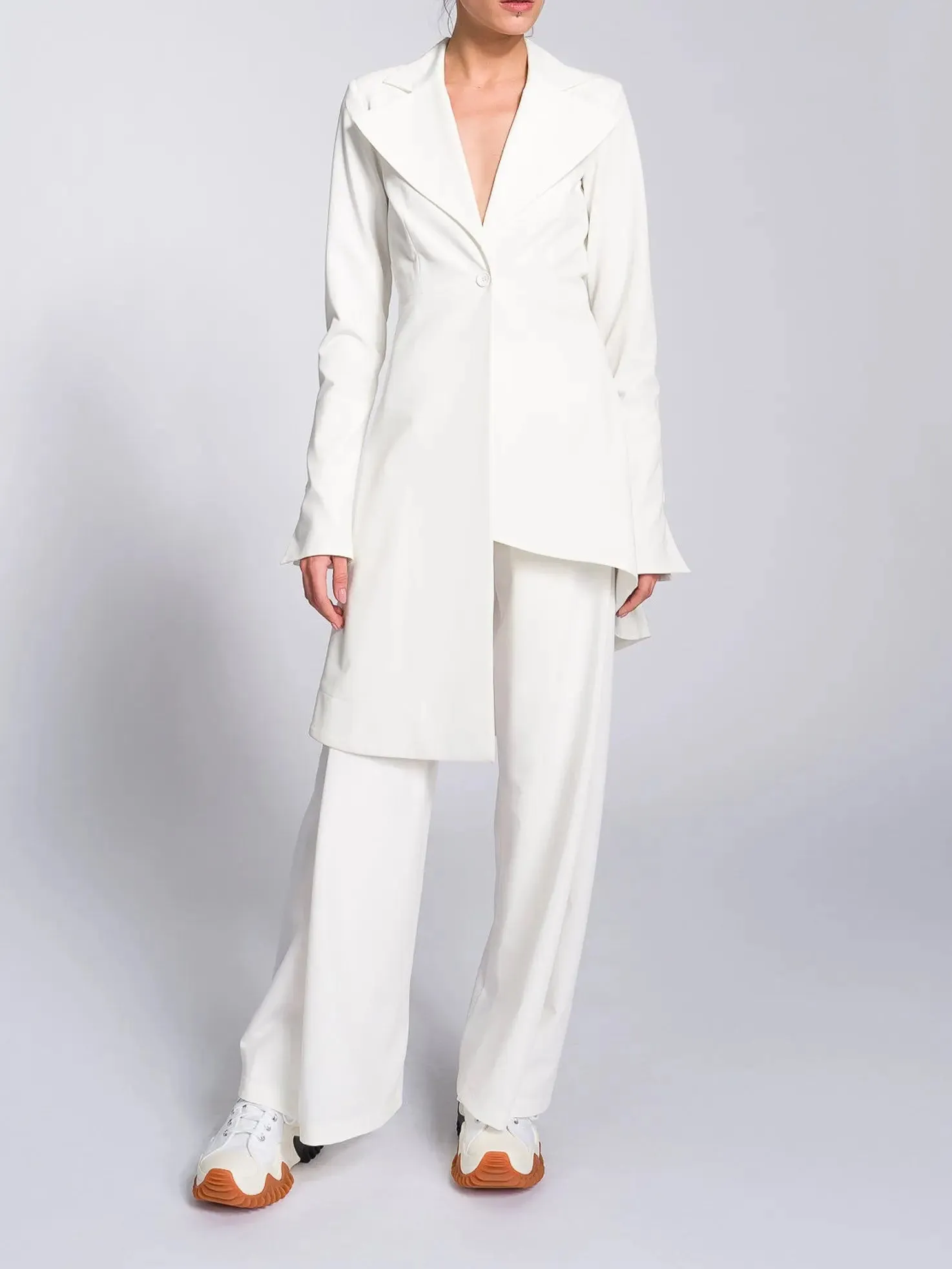 Irregular Hem Jacket  Pants Suit - Trendy Two-Piece Outfit