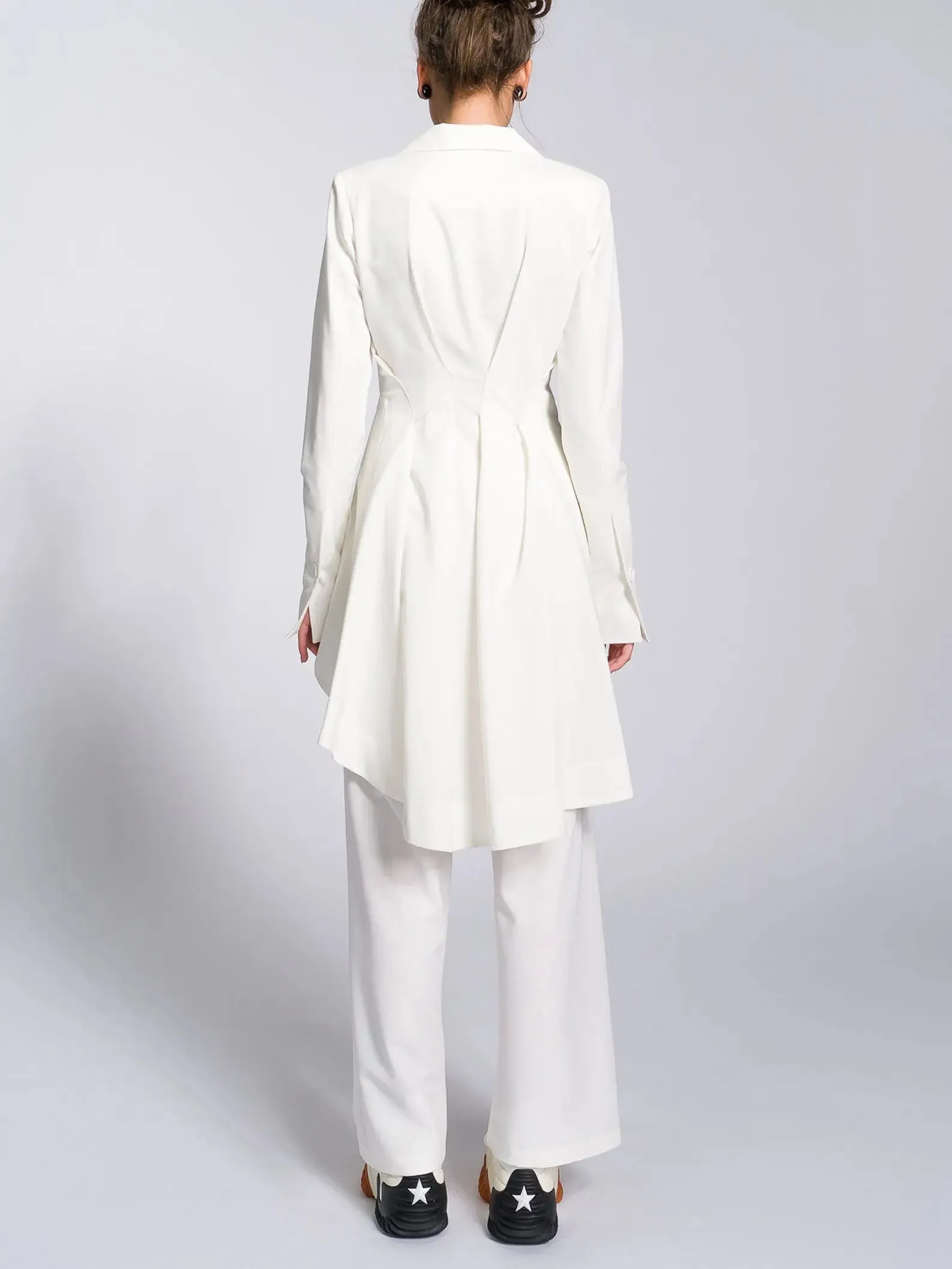 Irregular Hem Jacket  Pants Suit - Trendy Two-Piece Outfit