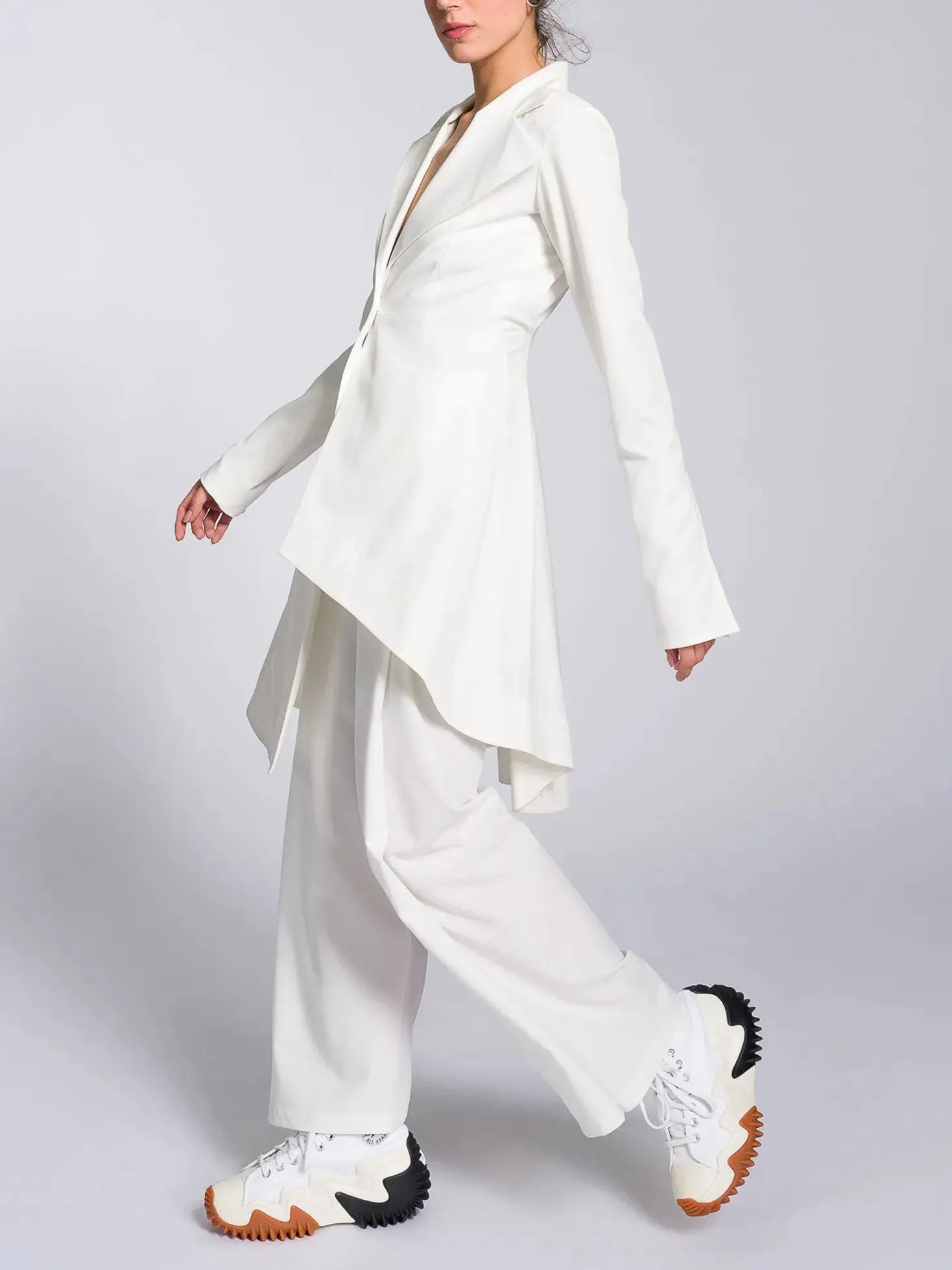 Irregular Hem Jacket  Pants Suit - Trendy Two-Piece Outfit