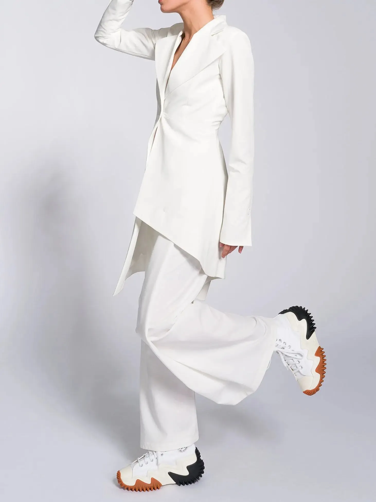 Irregular Hem Jacket  Pants Suit - Trendy Two-Piece Outfit