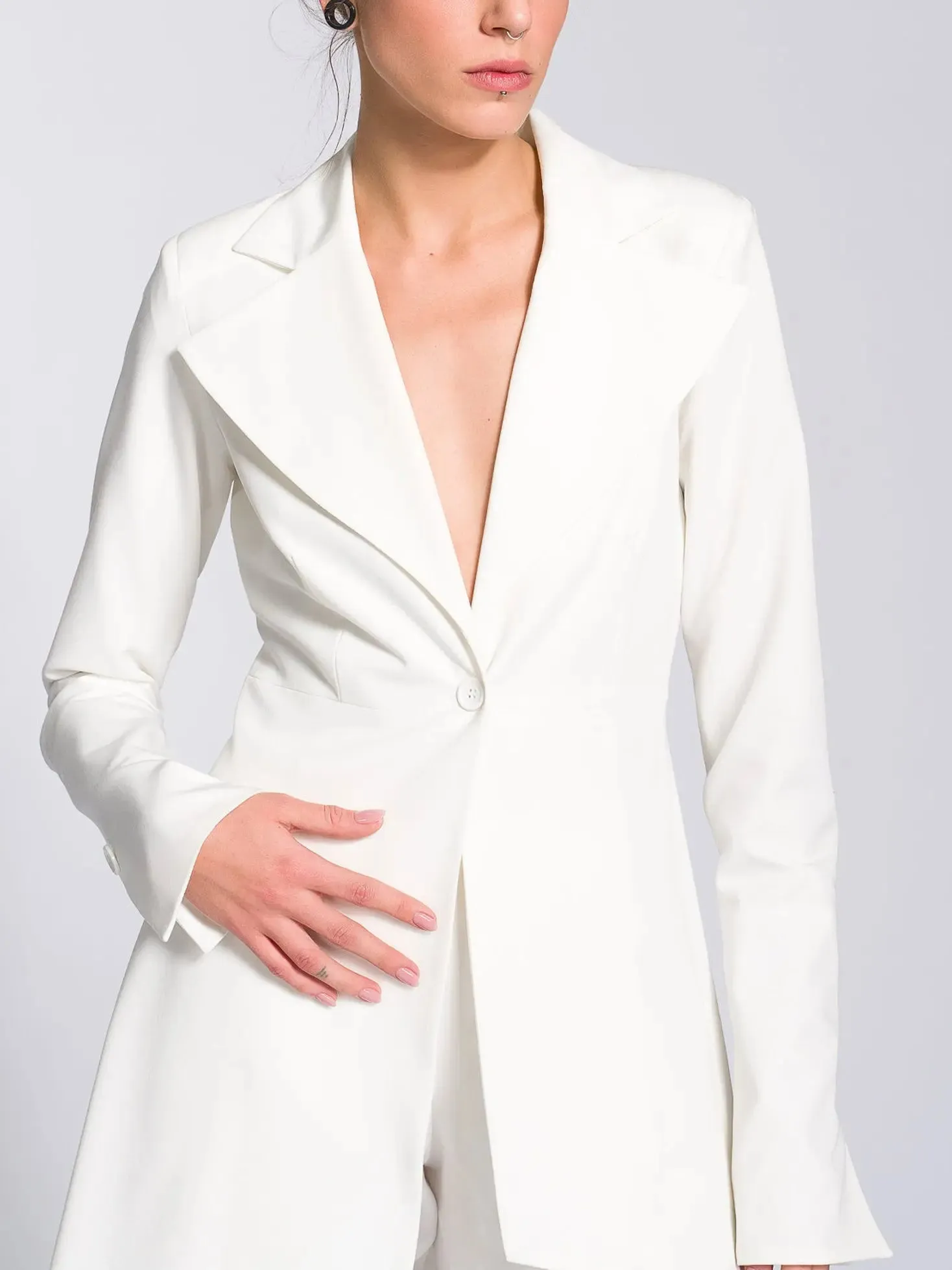 Irregular Hem Jacket  Pants Suit - Trendy Two-Piece Outfit