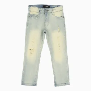 Kid's Savar Ice Blue Tinted Slim Denim Jeans Pant