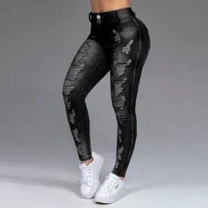 Large Size High Waist Ripped Distressed Mom Jeans for Women Fall Winter Spandex Vintage Pencil Denim Pants Boyfriend Jeans