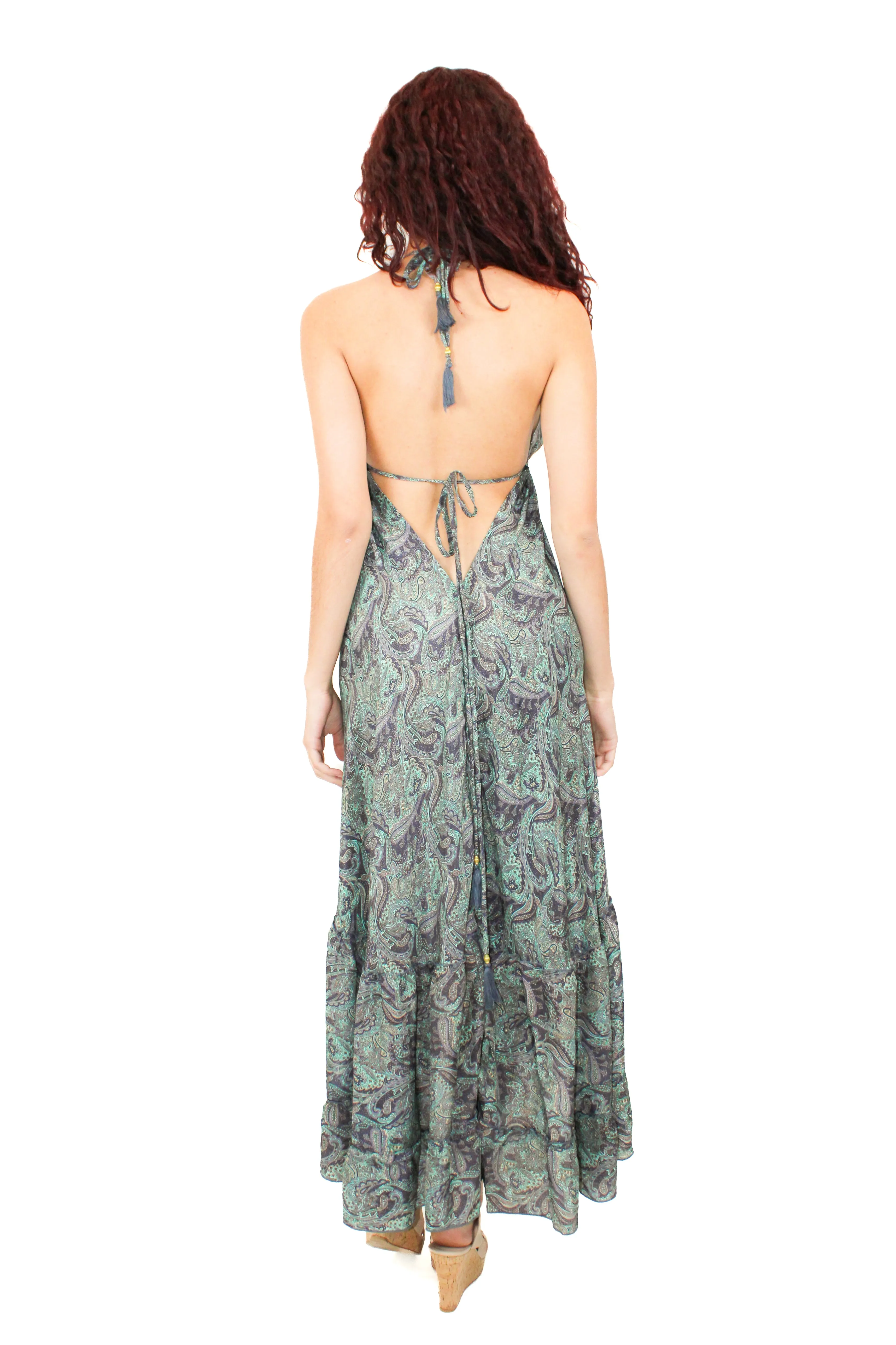 Lazy Daisy high-low adjustable halter dress in Natural MIx (DK-07s)