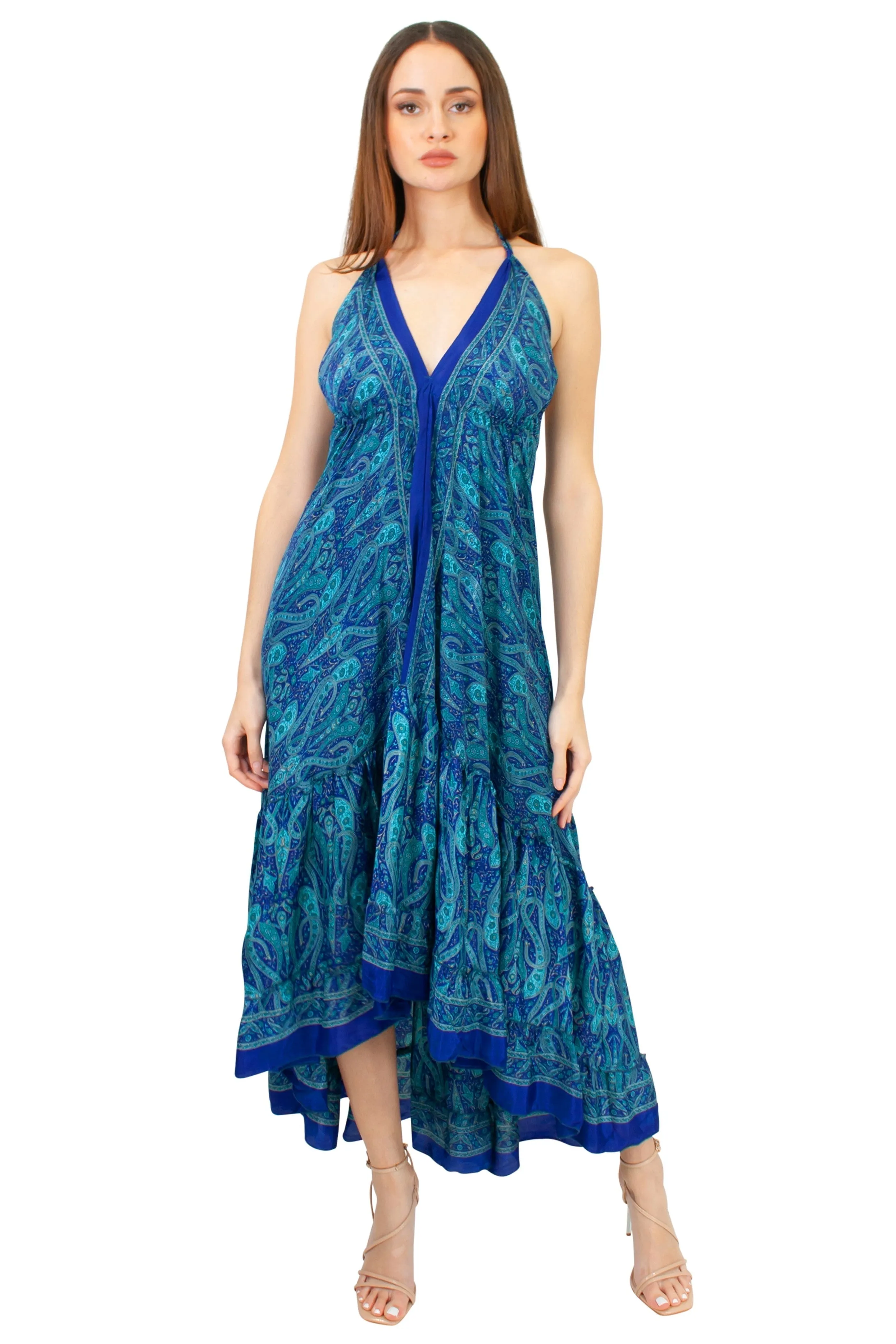 Lazy Daisy high-low adjustable halter dress in Natural MIx (DK-07s)