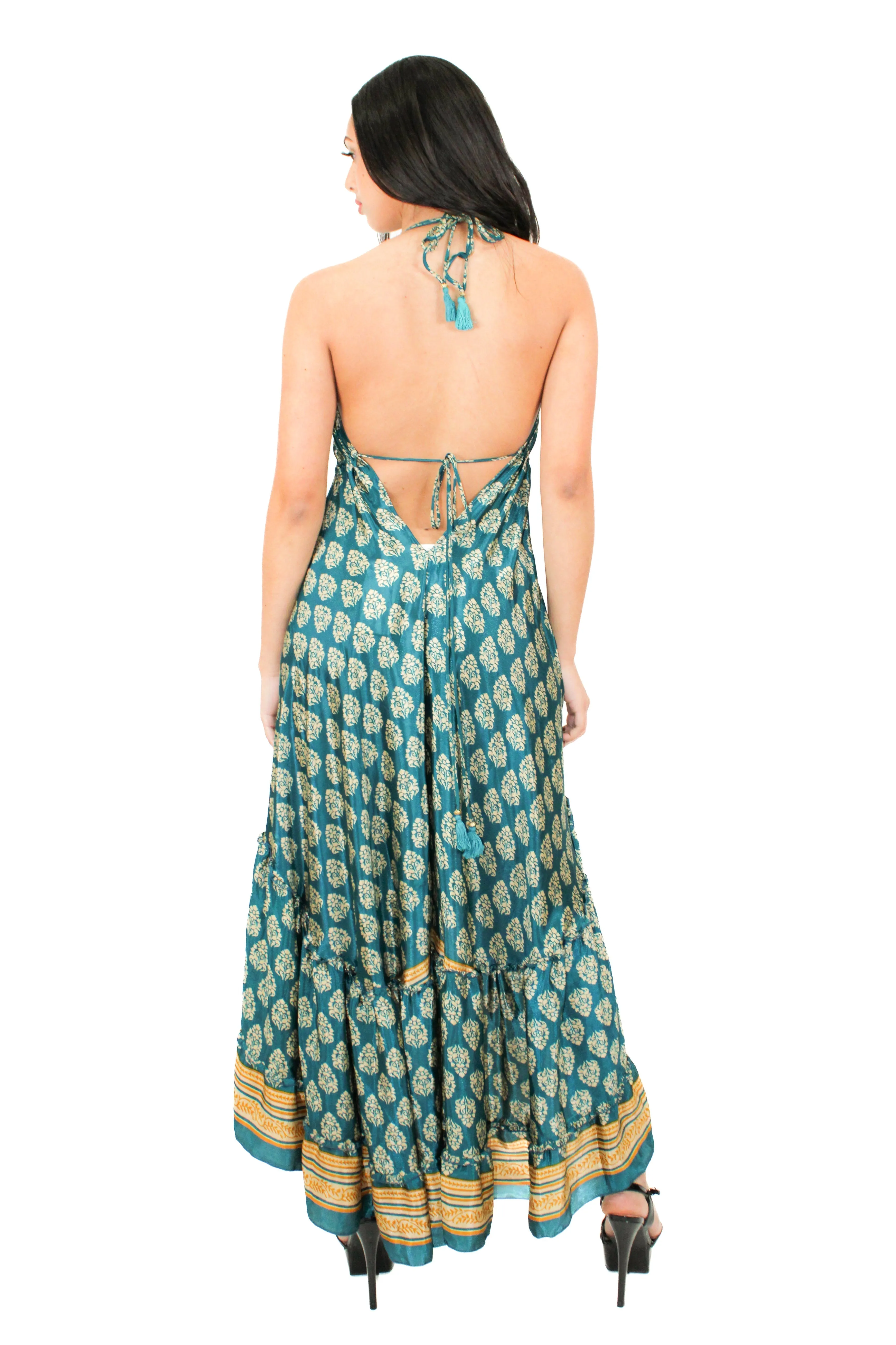 Lazy Daisy high-low adjustable halter dress in Natural MIx (DK-07s)
