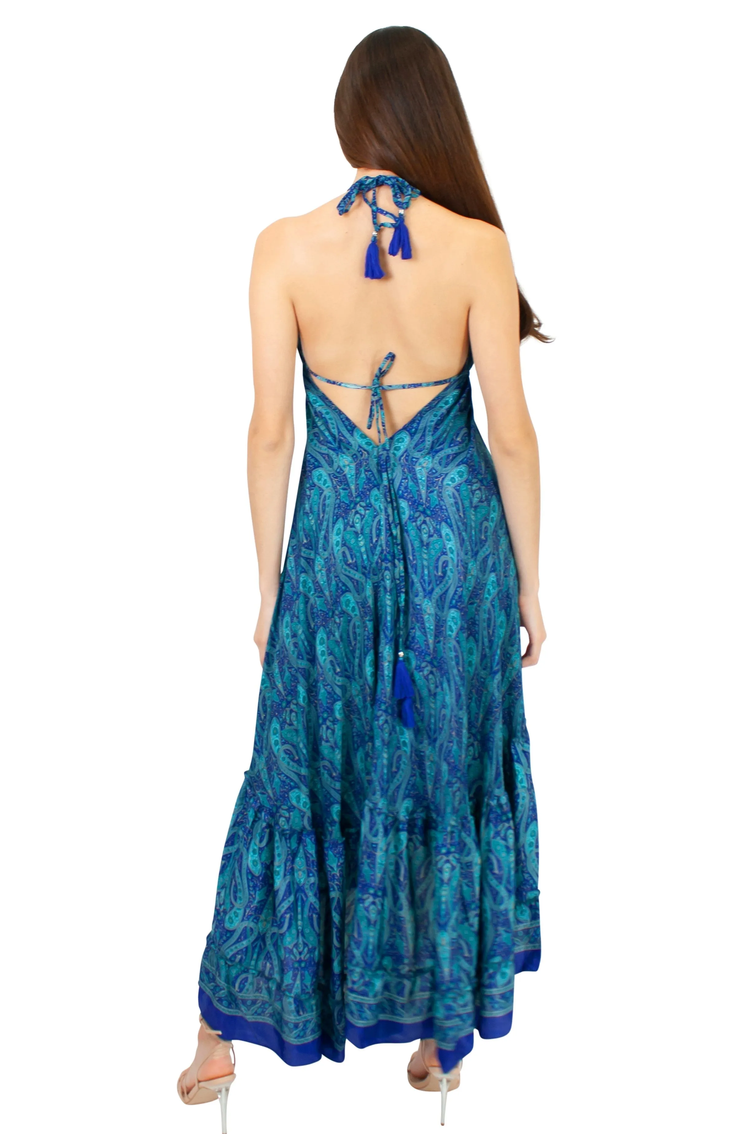 Lazy Daisy high-low adjustable halter dress in Natural MIx (DK-07s)