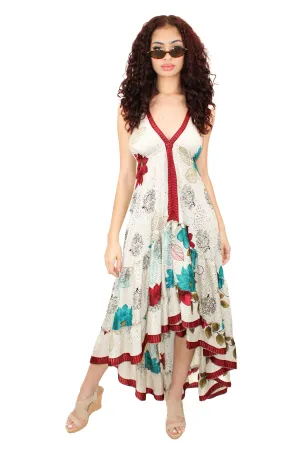 Lazy Daisy high-low adjustable halter dress in White Mix (DK-07s)