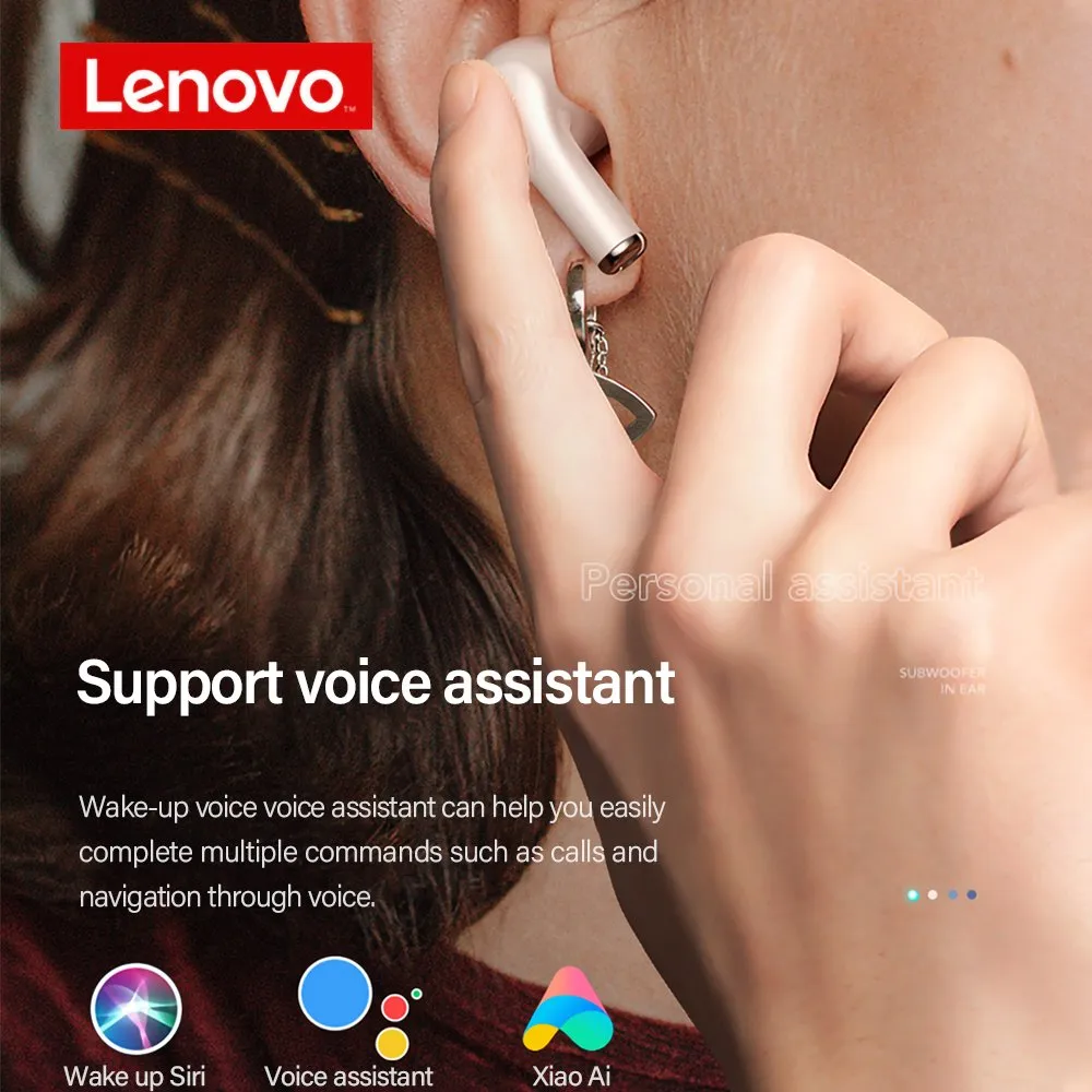 Lenovo Lp1s Bluetooth Sports Hifi Stereo Earbuds With Mic - White