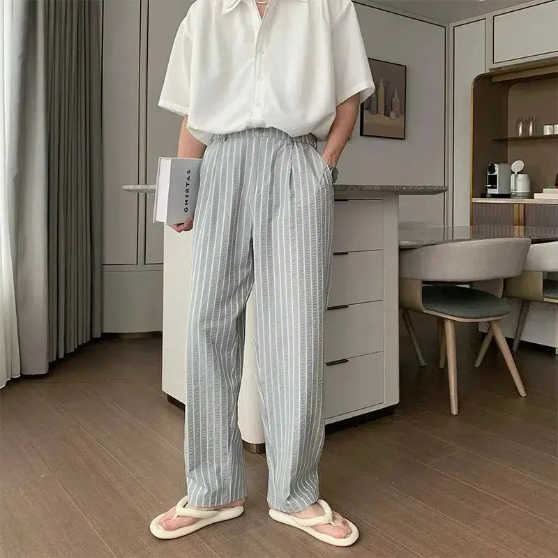 Loose-fit Elastic-Waist Striped Pants