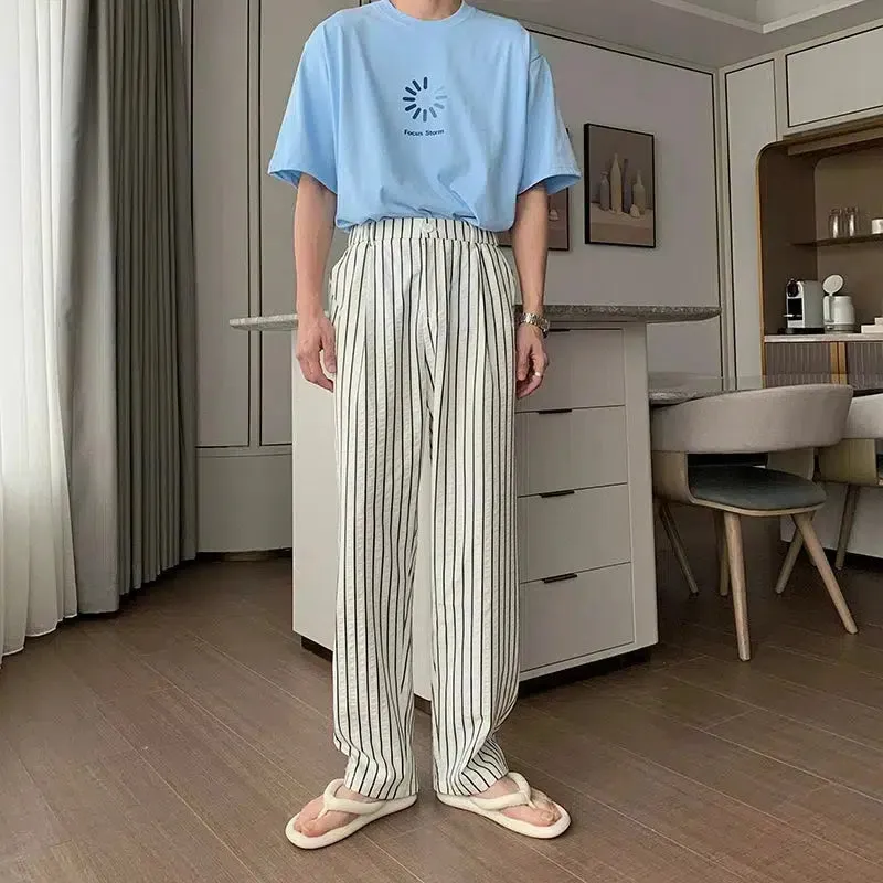 Loose-fit Elastic-Waist Striped Pants