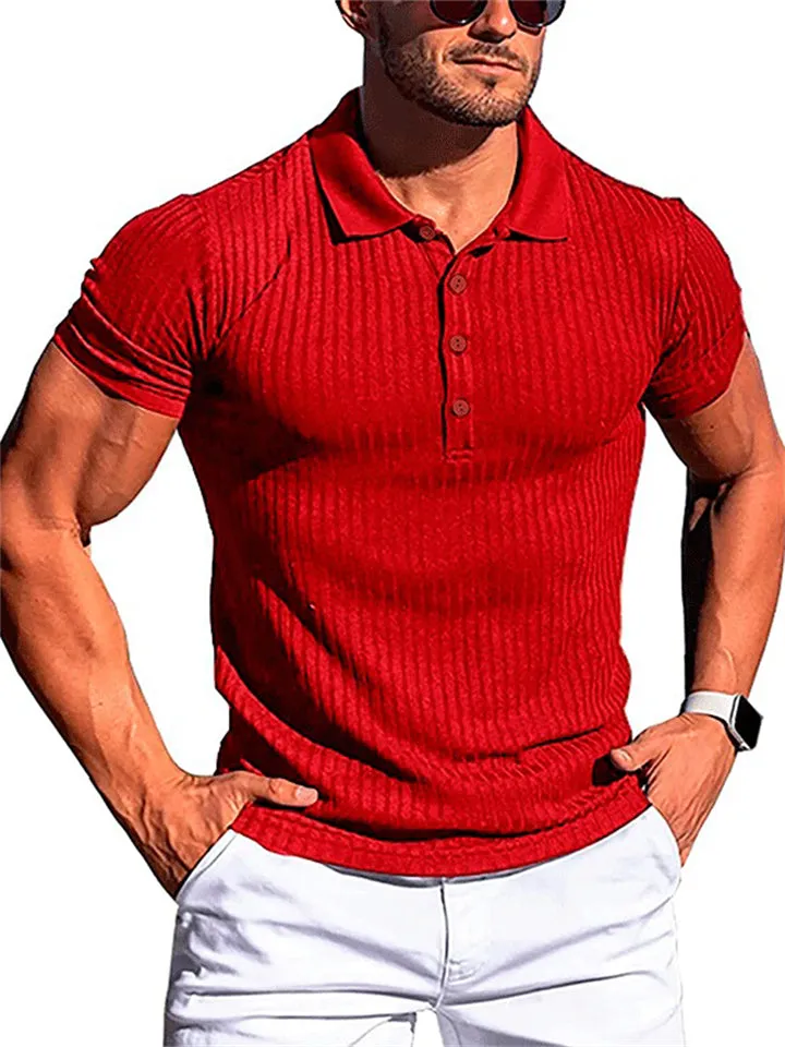 Male Summer Skinny Running Sports Fitness Wear Polo Shirts