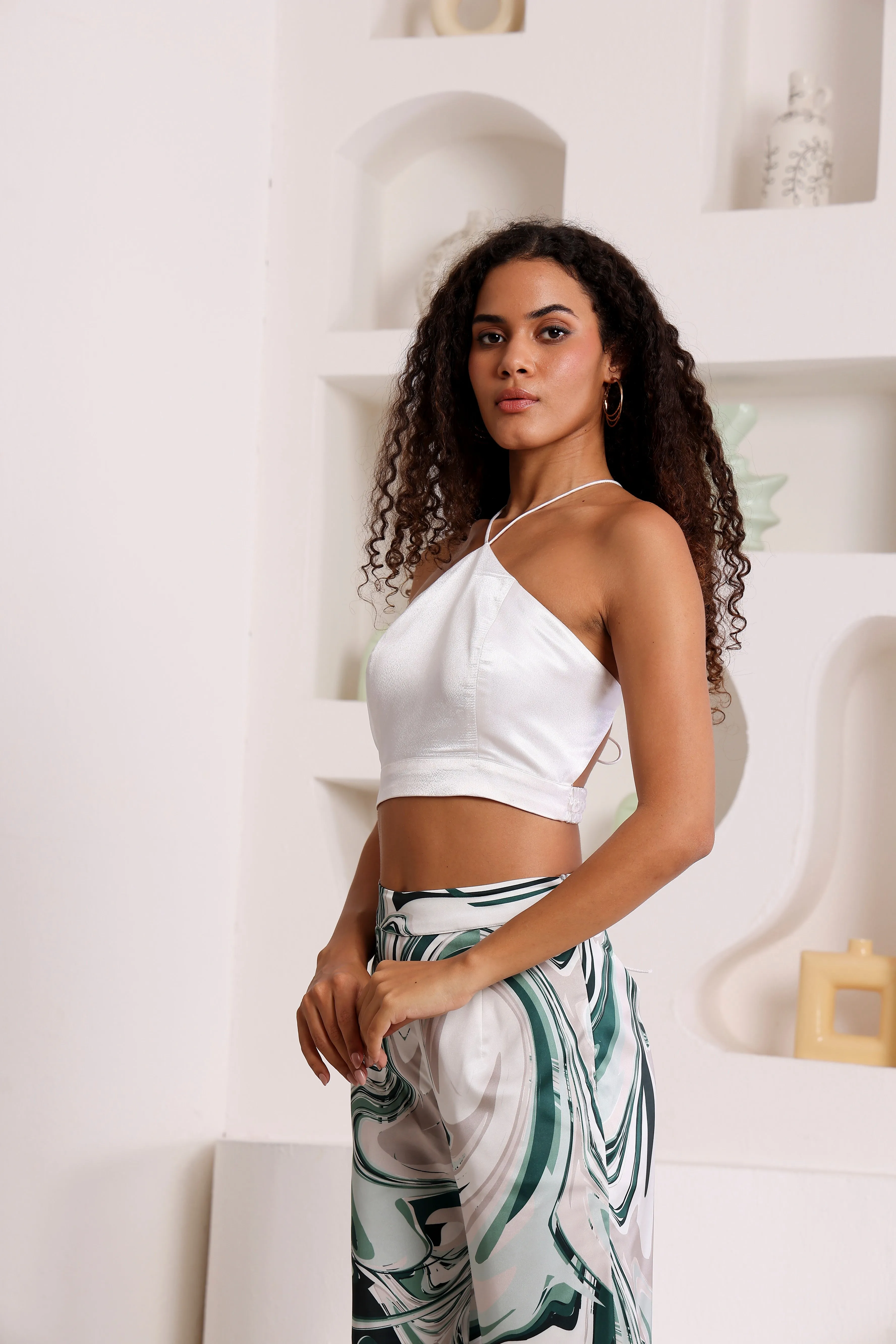 Marble Waves & Satin Shine Crop-Top