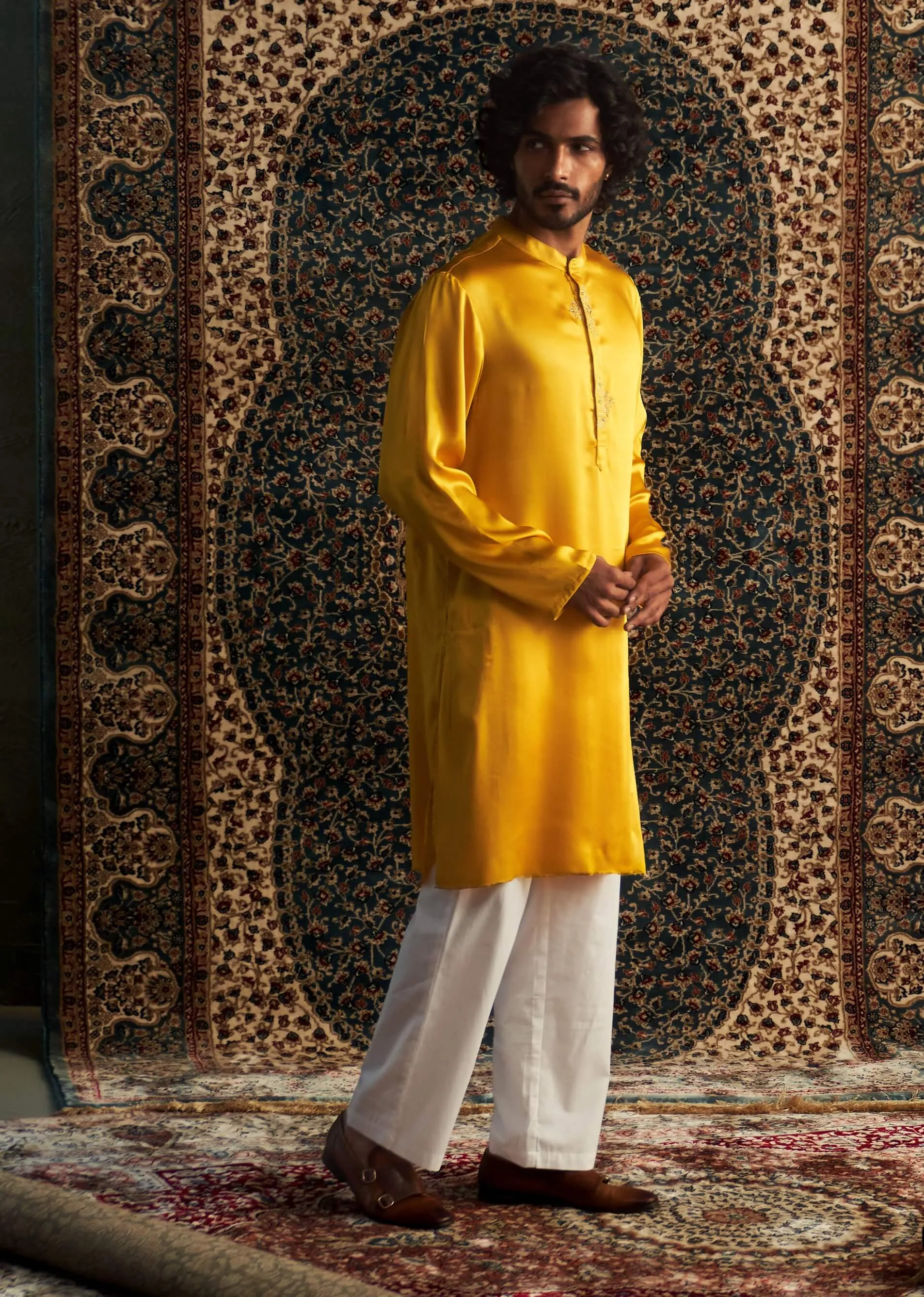 Marigold kurta and straight pants