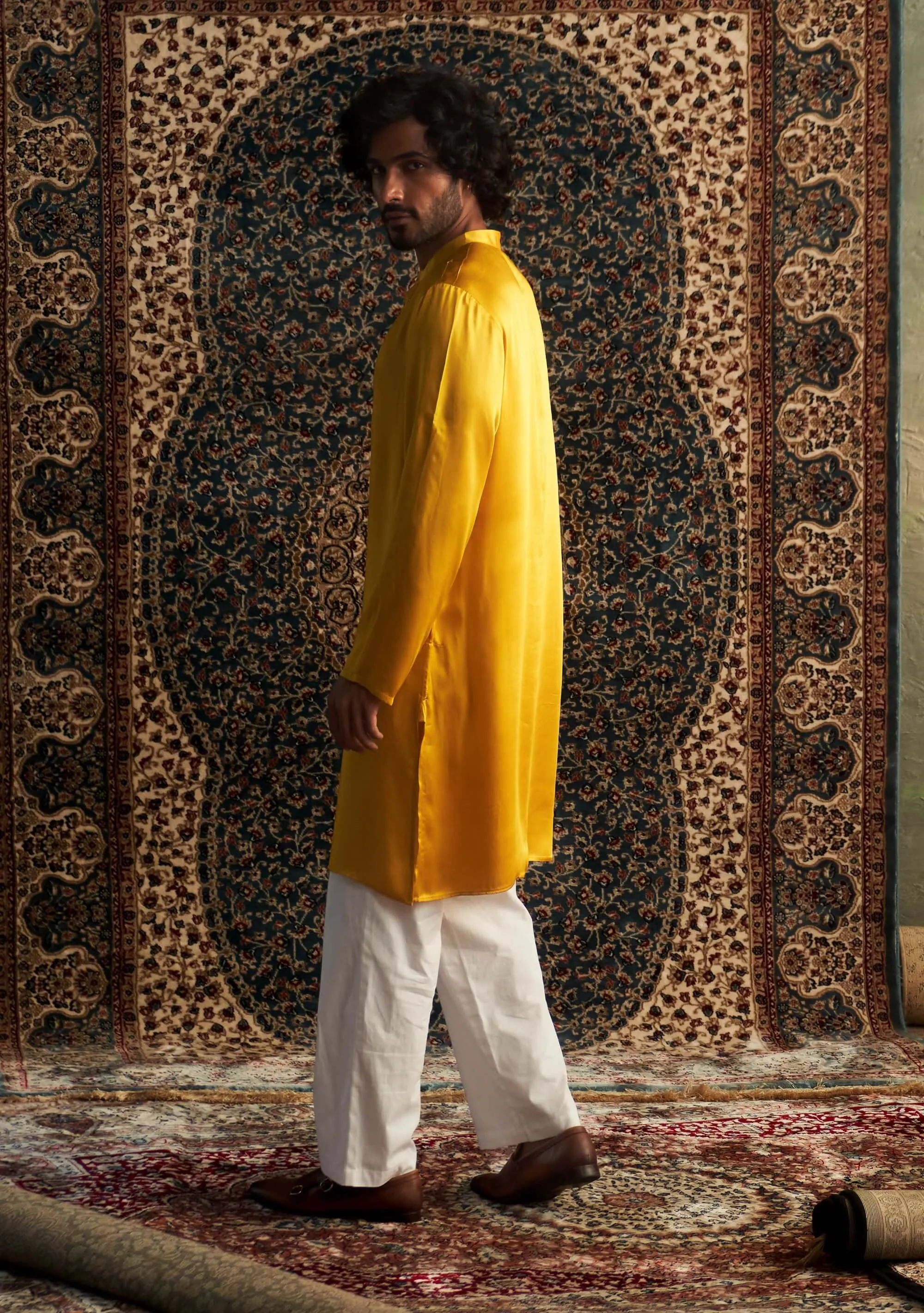 Marigold kurta and straight pants