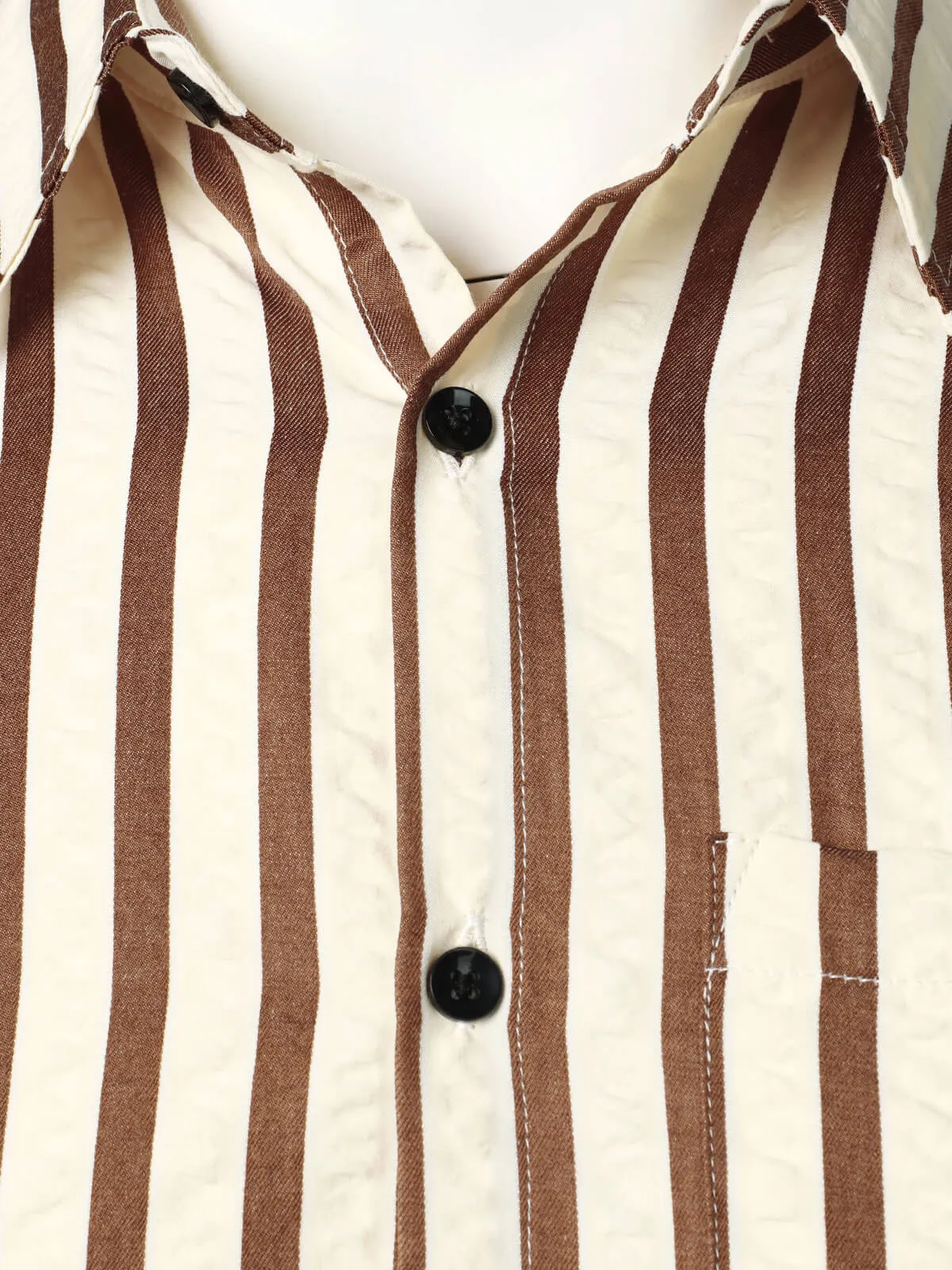 Men's Casual Striped Pocket Button Up Breathable Long Sleeve Shirt