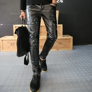 Men's Fashion Leather Decoration Pants