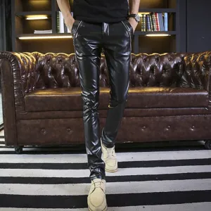 Men's Fashion Leather Skinny Pants