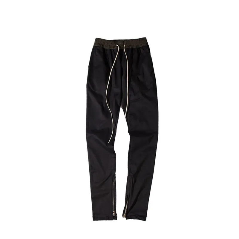 Men's Slim Drawstring Zipper Casual Pants