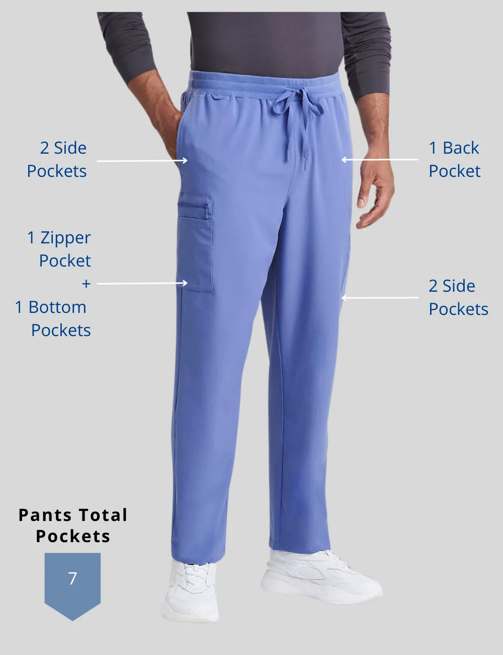 Mens Straight Leg Scrub Pants