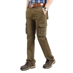 Mens Winter Thick Multi-pocket Casual Cotton Cargo Pants