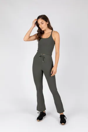 Mini Rib Active Split Legging - Olive