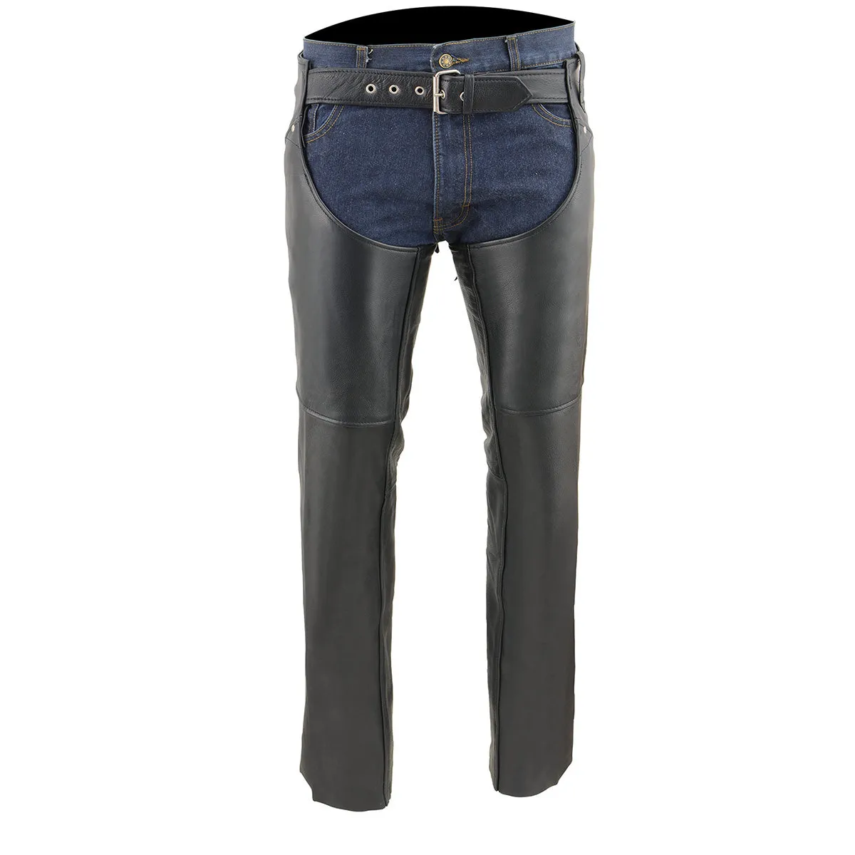 ML1173 Chaps for Women Black Naked Skin - Deep Hip Pockets and Back Thigh Laces Motorcycle Chap - ML1173