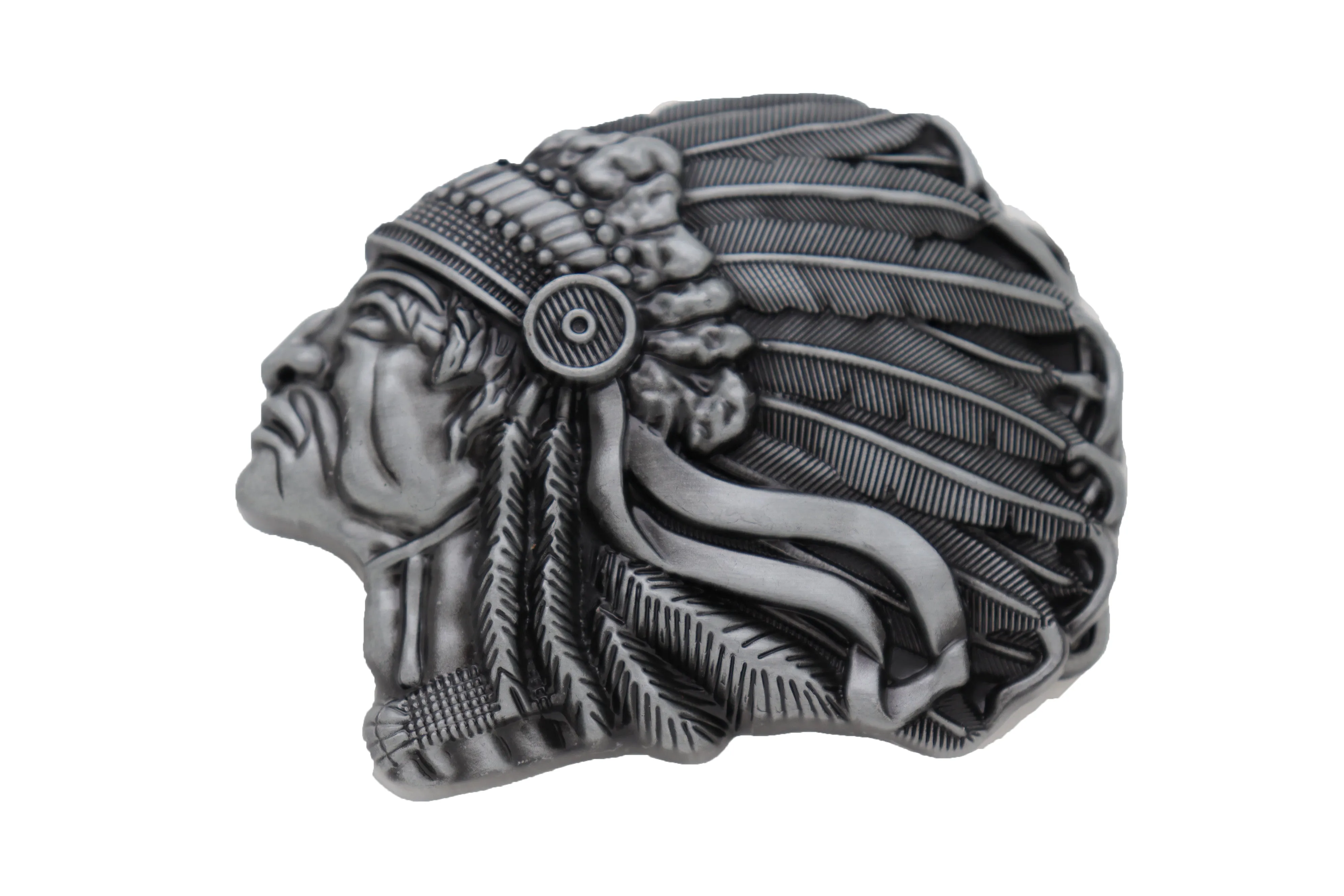 Native American Indian Chief Side Profile Metal Belt Buckle