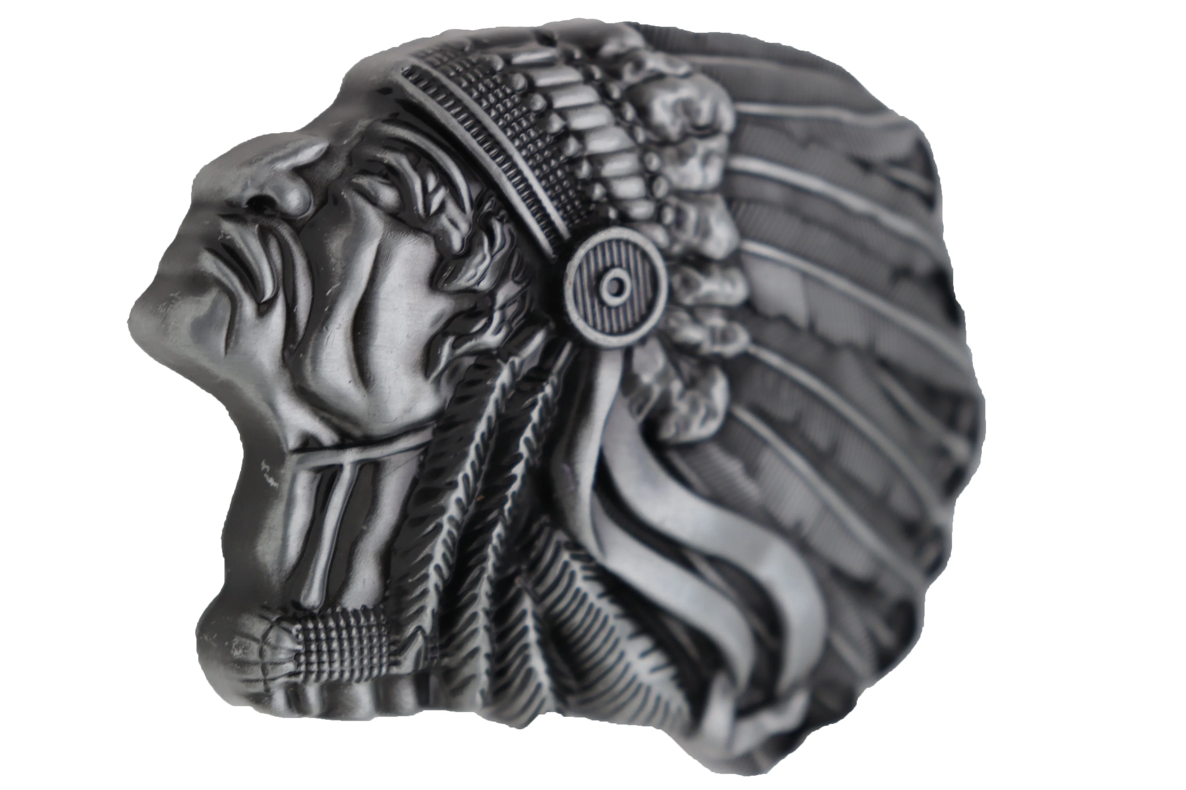 Native American Indian Chief Side Profile Metal Belt Buckle