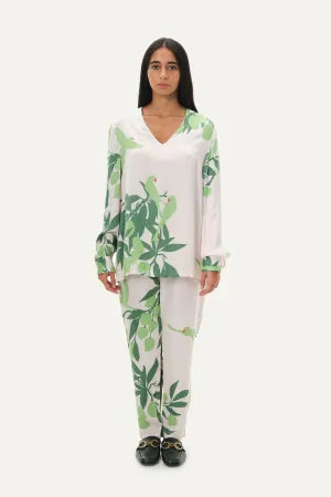 Naushad Ali   I   Lounge set Mangoes & Parrots Signature Spring Summer 2025 Soft Pink Cotton satin NA SS24 W02