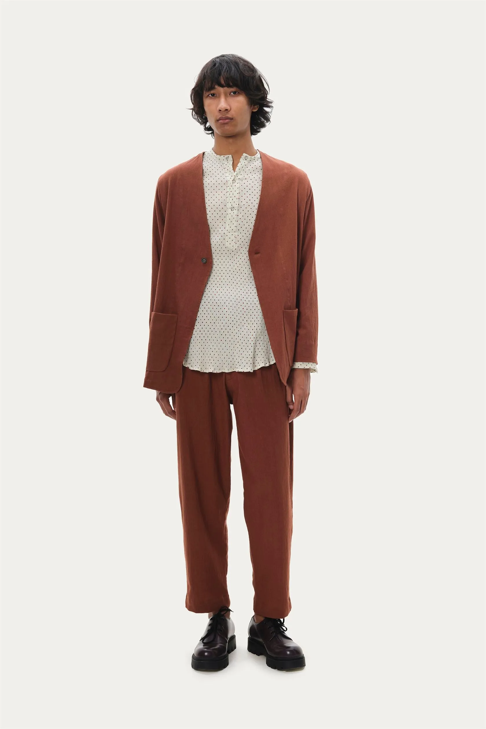 Naushad Ali I Monochrome set,Toffee Brown Signature Spring Summer 2025 Crushed cotton Toffee Brown NA SS24 M07