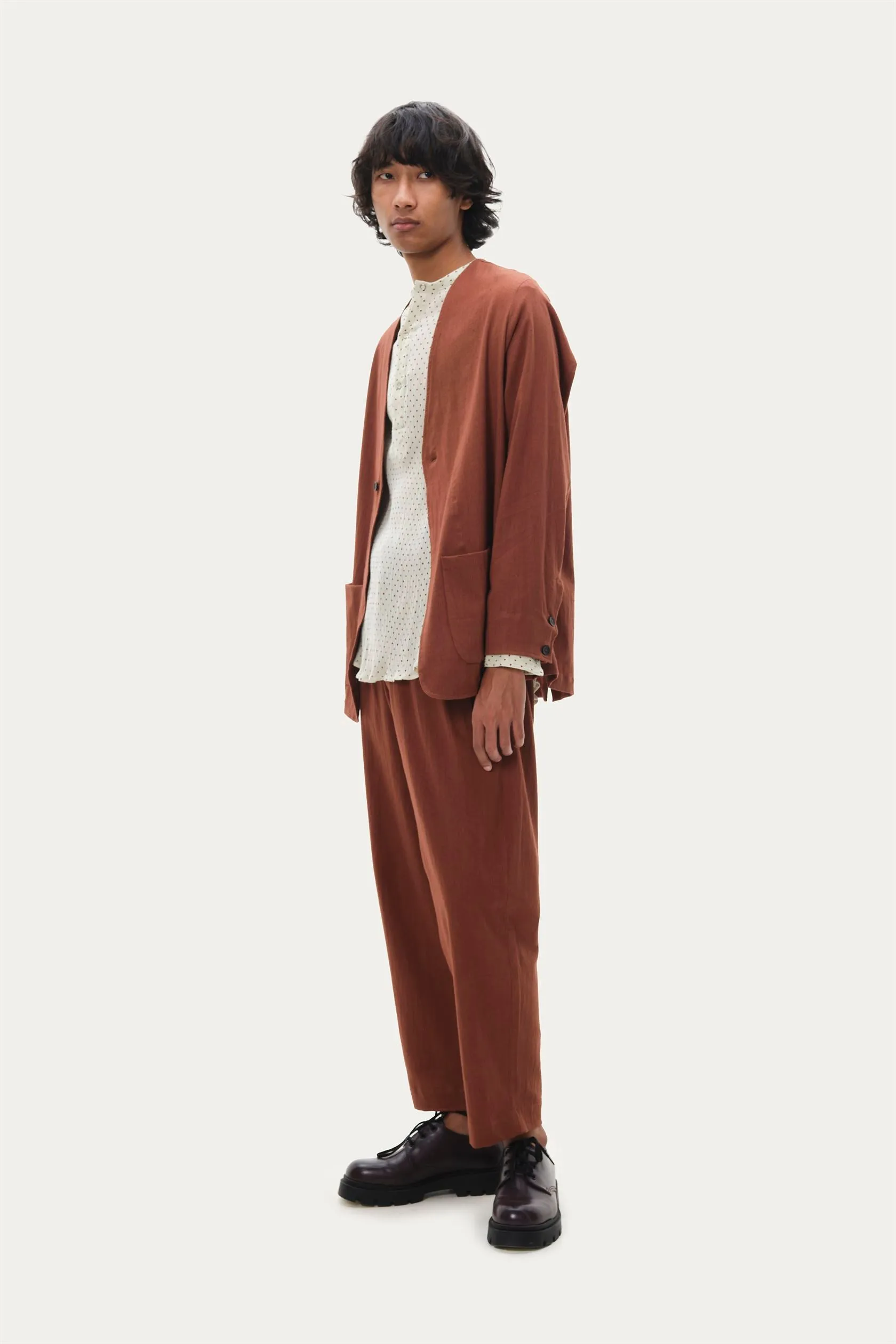 Naushad Ali I Monochrome set,Toffee Brown Signature Spring Summer 2025 Crushed cotton Toffee Brown NA SS24 M07
