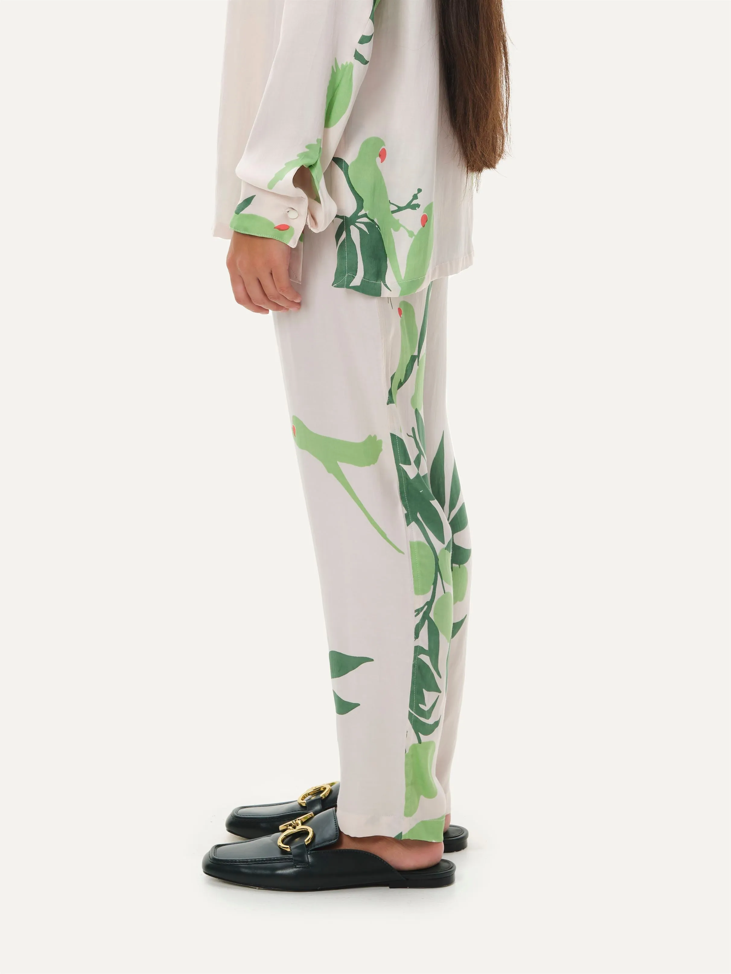 Naushad Ali   I   Straight pants Mangoes & Parrots Signature Spring Summer 2025 Soft Pink Cotton satin NA SS24 W02P