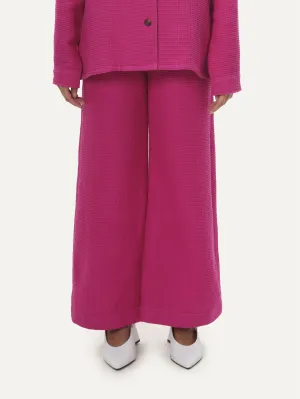 Naushad Ali   I   Wide-legged pants Waffle Signature Spring Summer 2025 Pink Handwoven cotton NA SS24 W26P