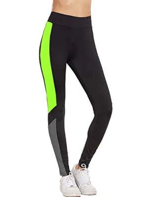 Neu Look Gym wear Leggings Ankle Length Workout Tights / Stretchable Sports Leggings / High Waist Sports Fitness Yoga Track Pants for Girls & Women ( Neon Green, Size - L )