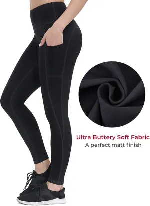 New ALONG FIT High Waisted Leggings for Women, Anti-Nail Yoga Pants with Phone Pockets, Buttery Soft Full-Length Tights, Black, Sz M