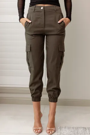 NOOKIE HIGH WAISTED CARGO PANTS - Khaki