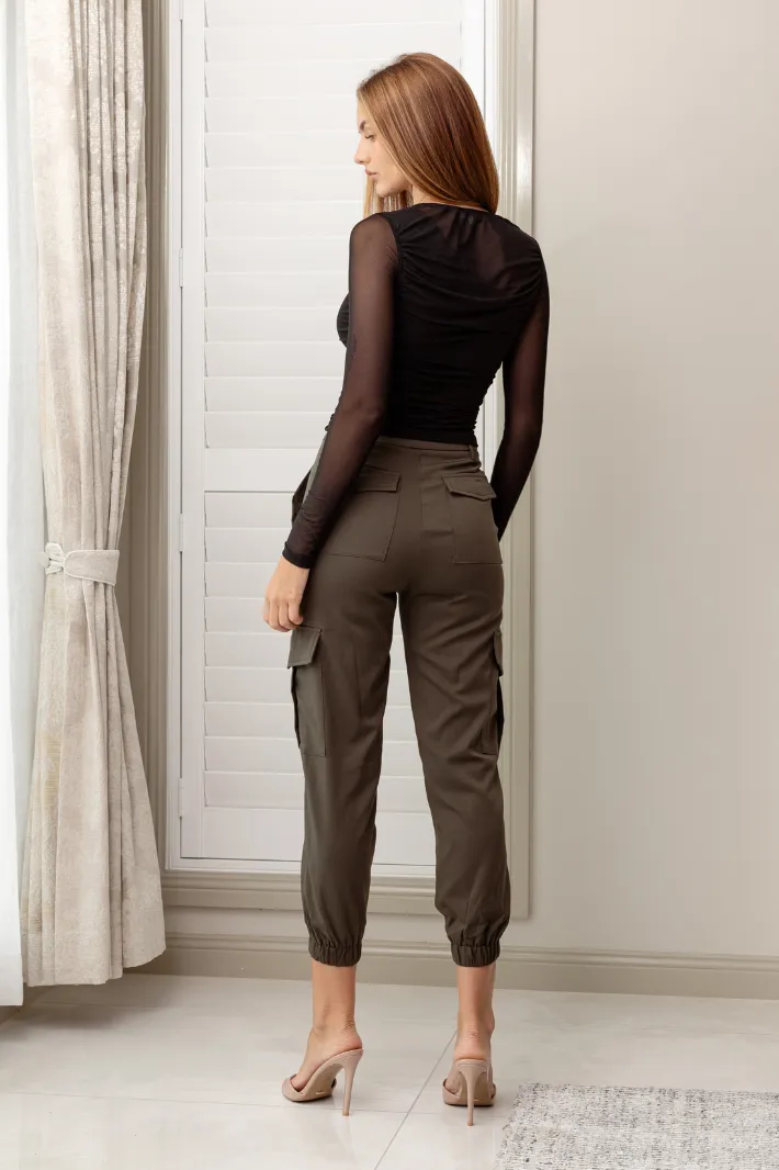 NOOKIE HIGH WAISTED CARGO PANTS - Khaki