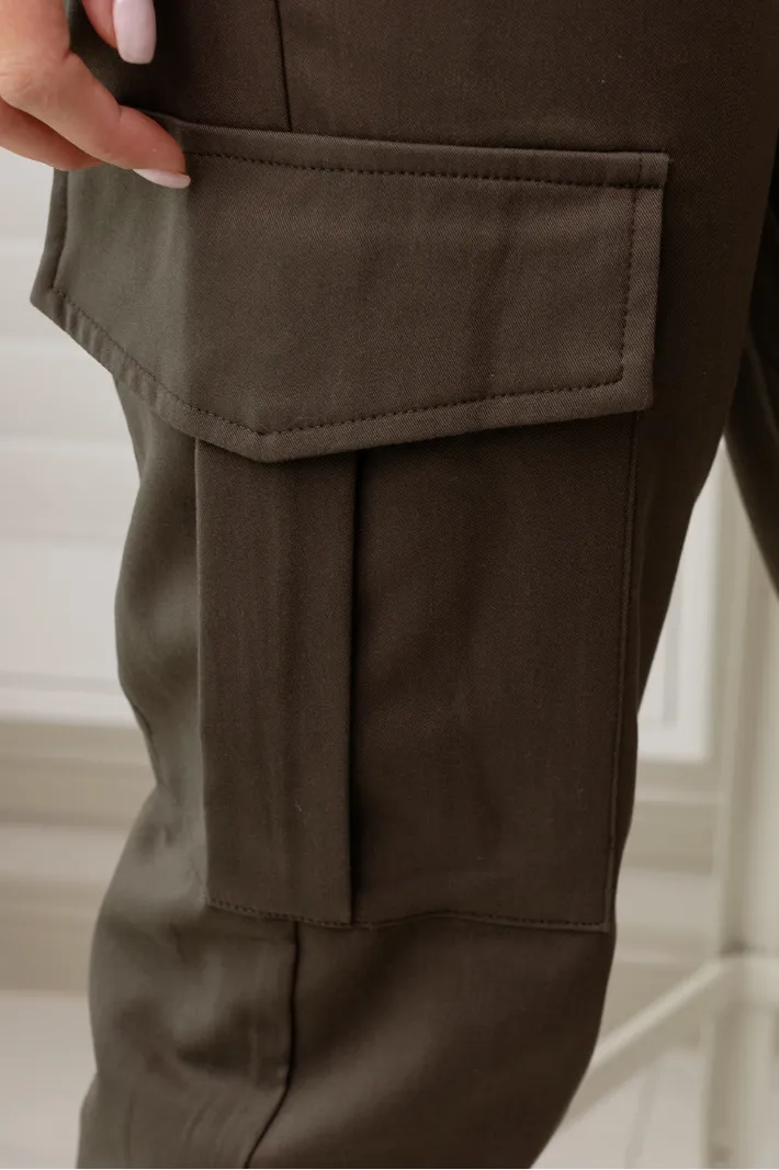 NOOKIE HIGH WAISTED CARGO PANTS - Khaki